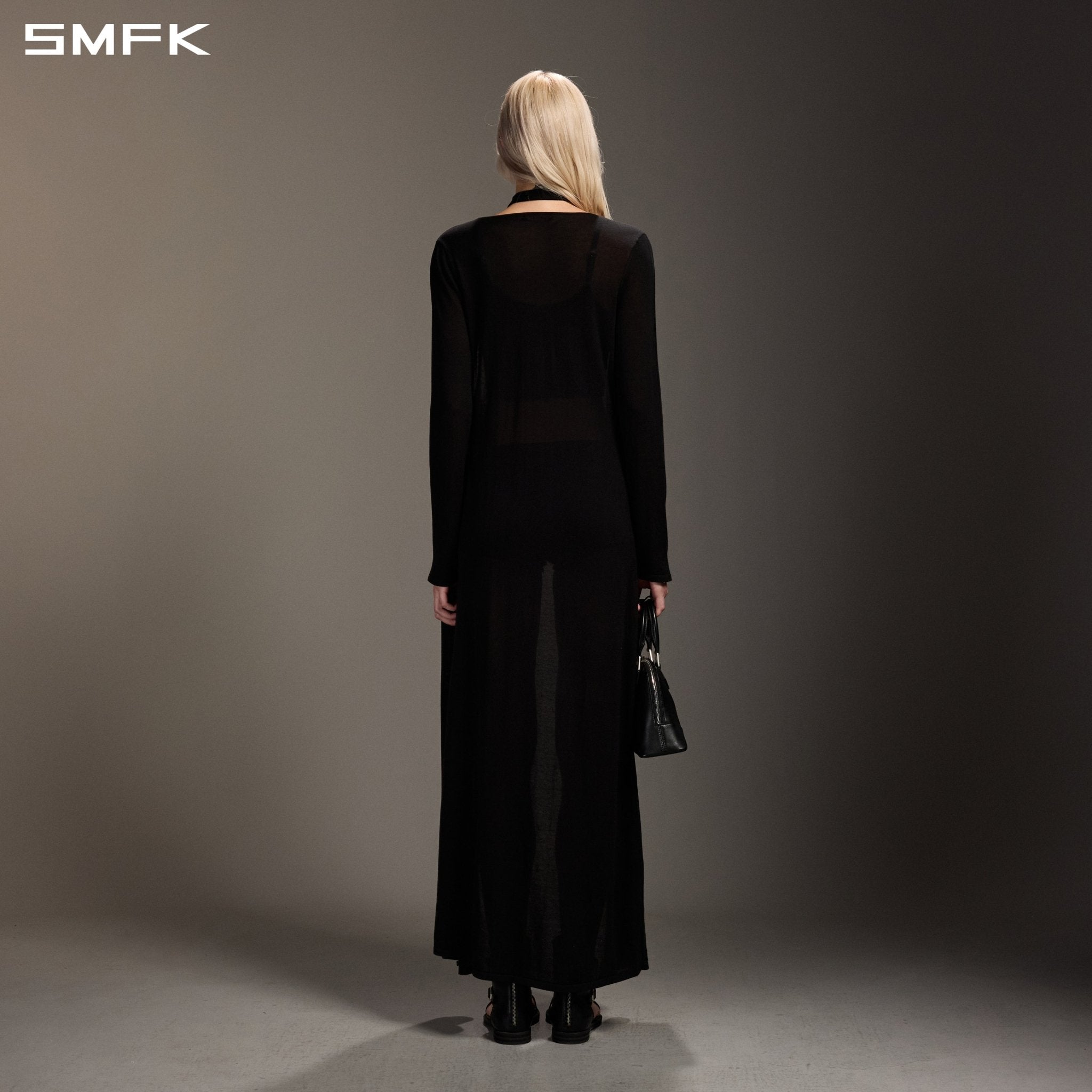SMFK Black Hoodie Cardigan Long Skirt | MADAX