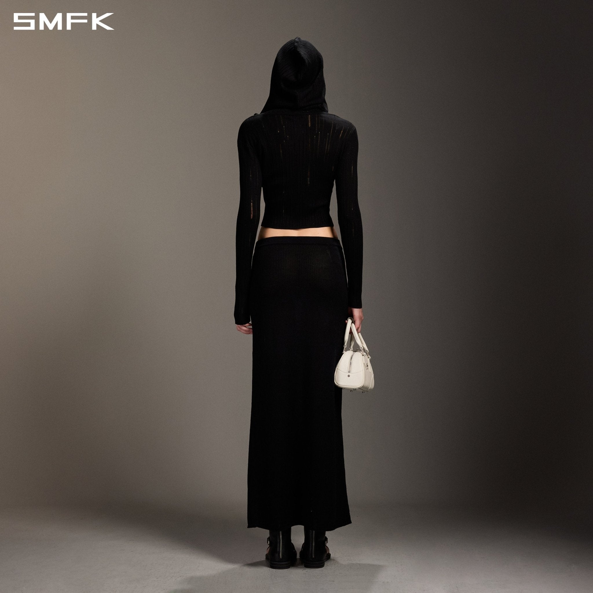 SMFK Black Knitted Hooded Cardigan | MADAX