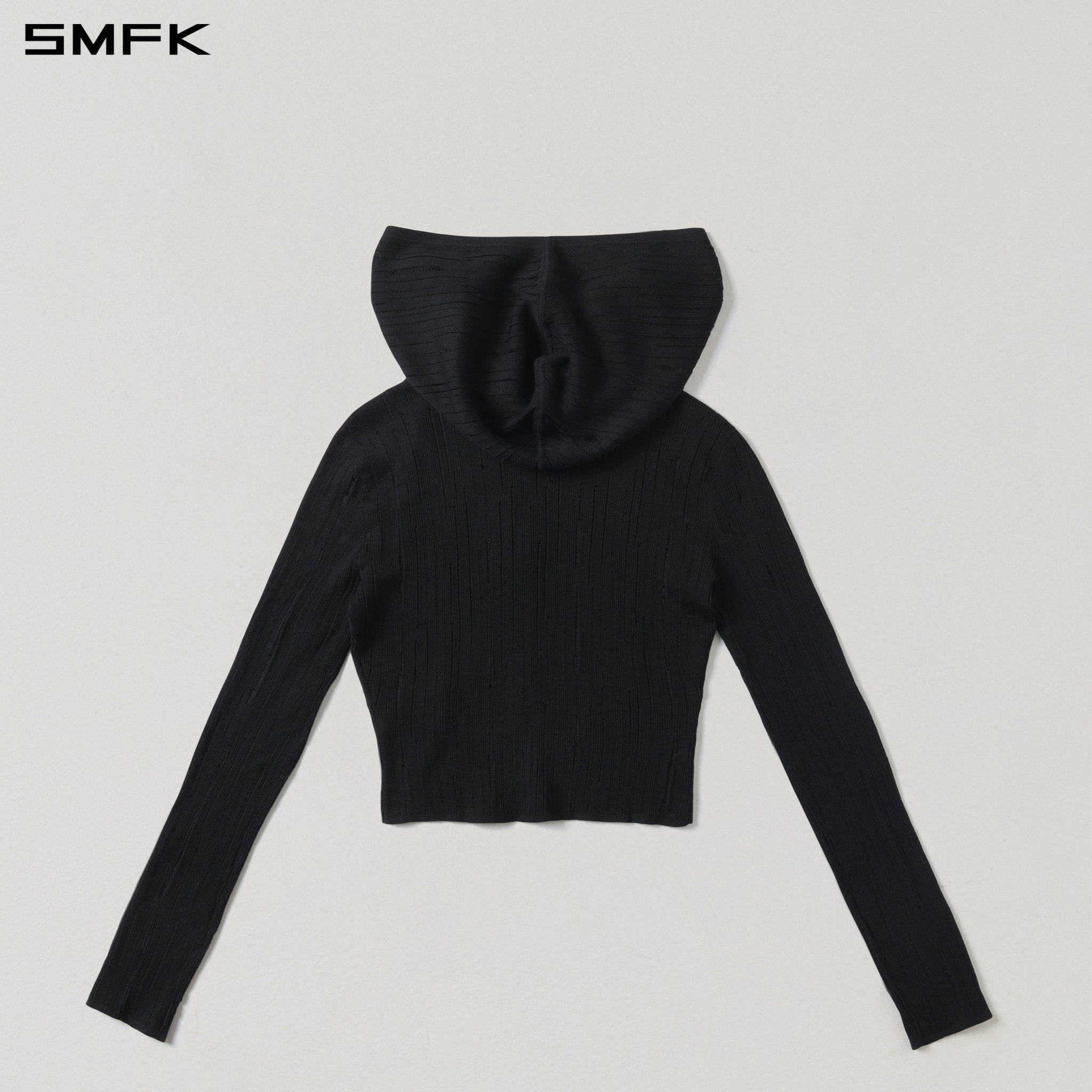 SMFK Black Knitted Hooded Cardigan | MADAX