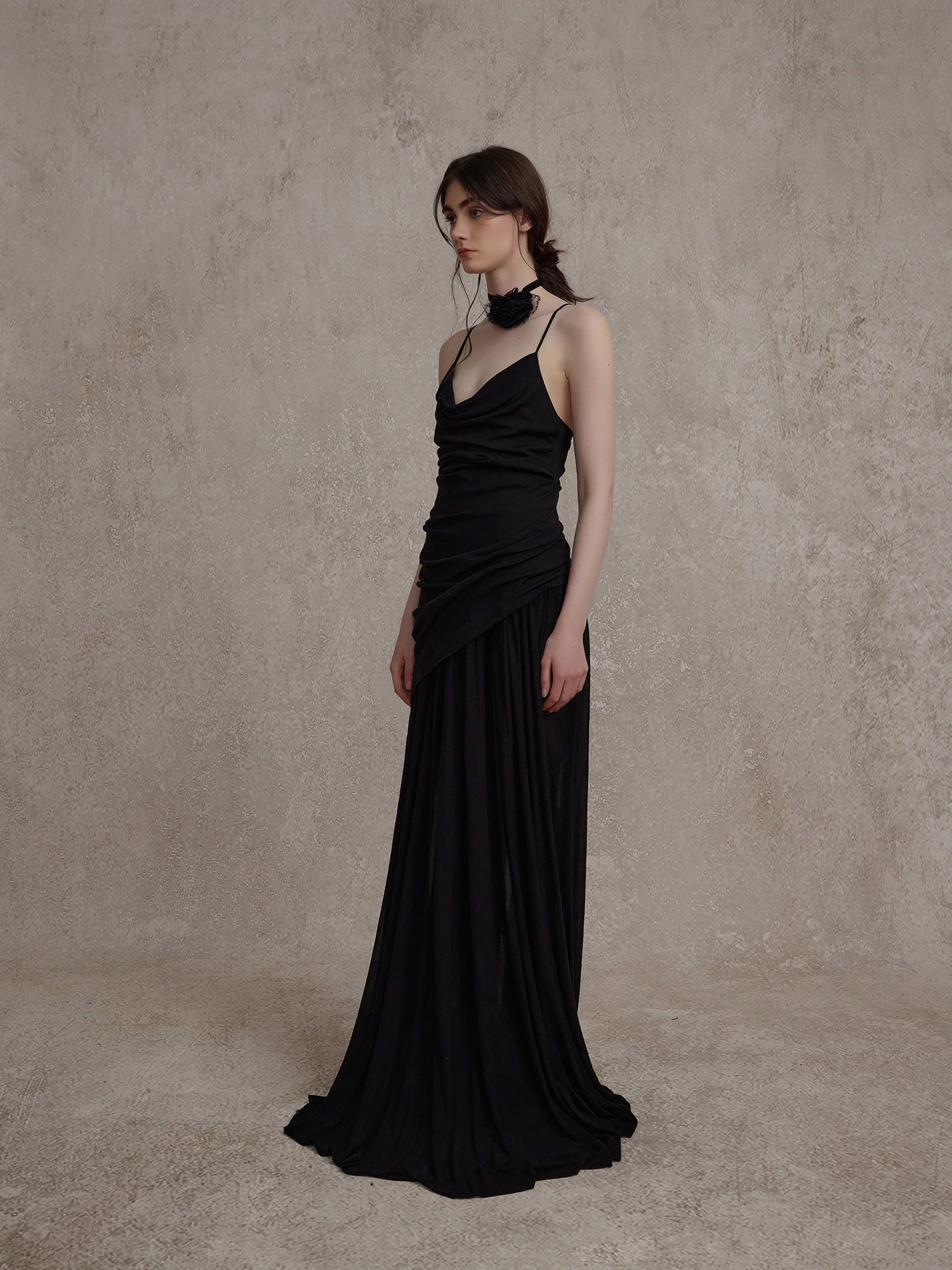 Black Knitted Swing Collar Maxi Dress Black Knitted Swing Collar Maxi Dress