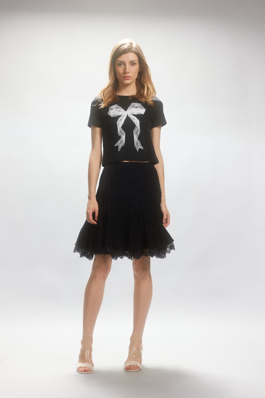 ARTE PURA Black Lace Bow Tee | MADA IN CHINA