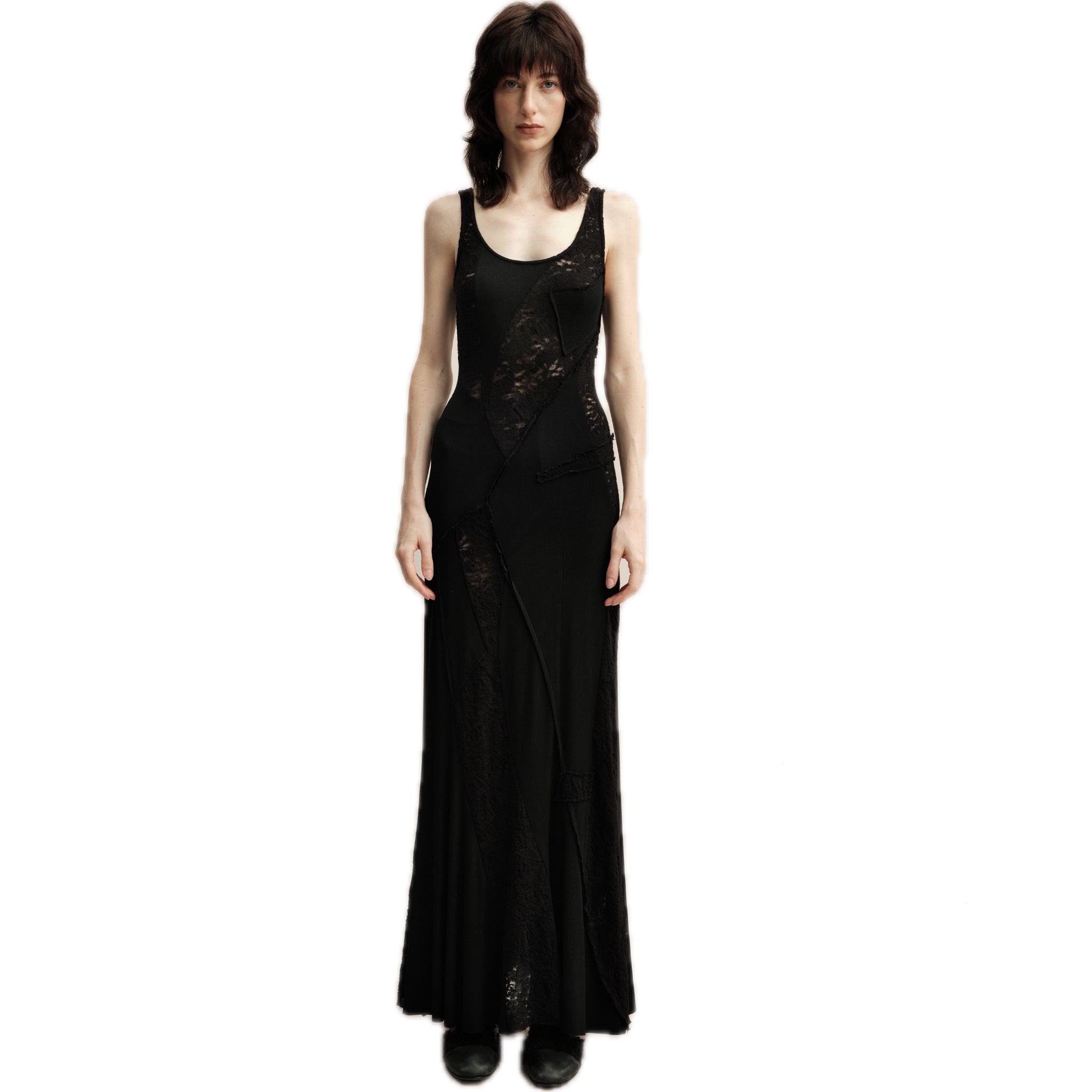 ELYWOOD Black Lace Patchwork Dress | MADAX