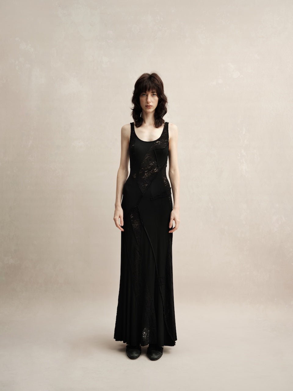 ELYWOOD Black Lace Patchwork Dress | MADAX