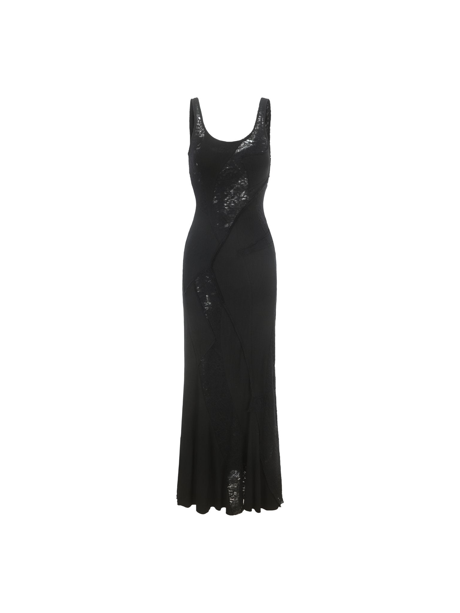 ELYWOOD Black Lace Patchwork Dress | MADAX