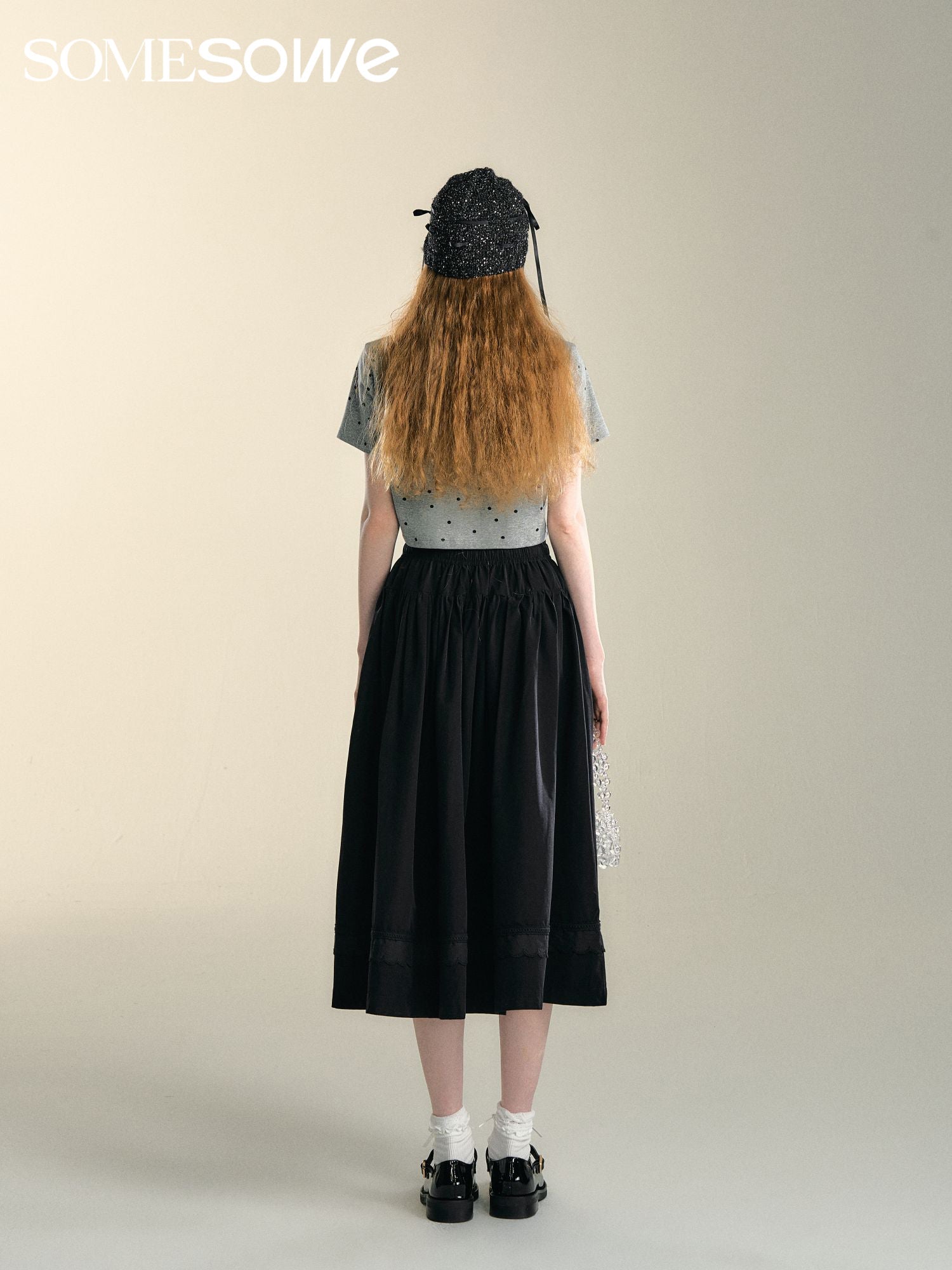 SOMESOWE Black Lace Splicing Airy Skirt | MADA IN CHINA