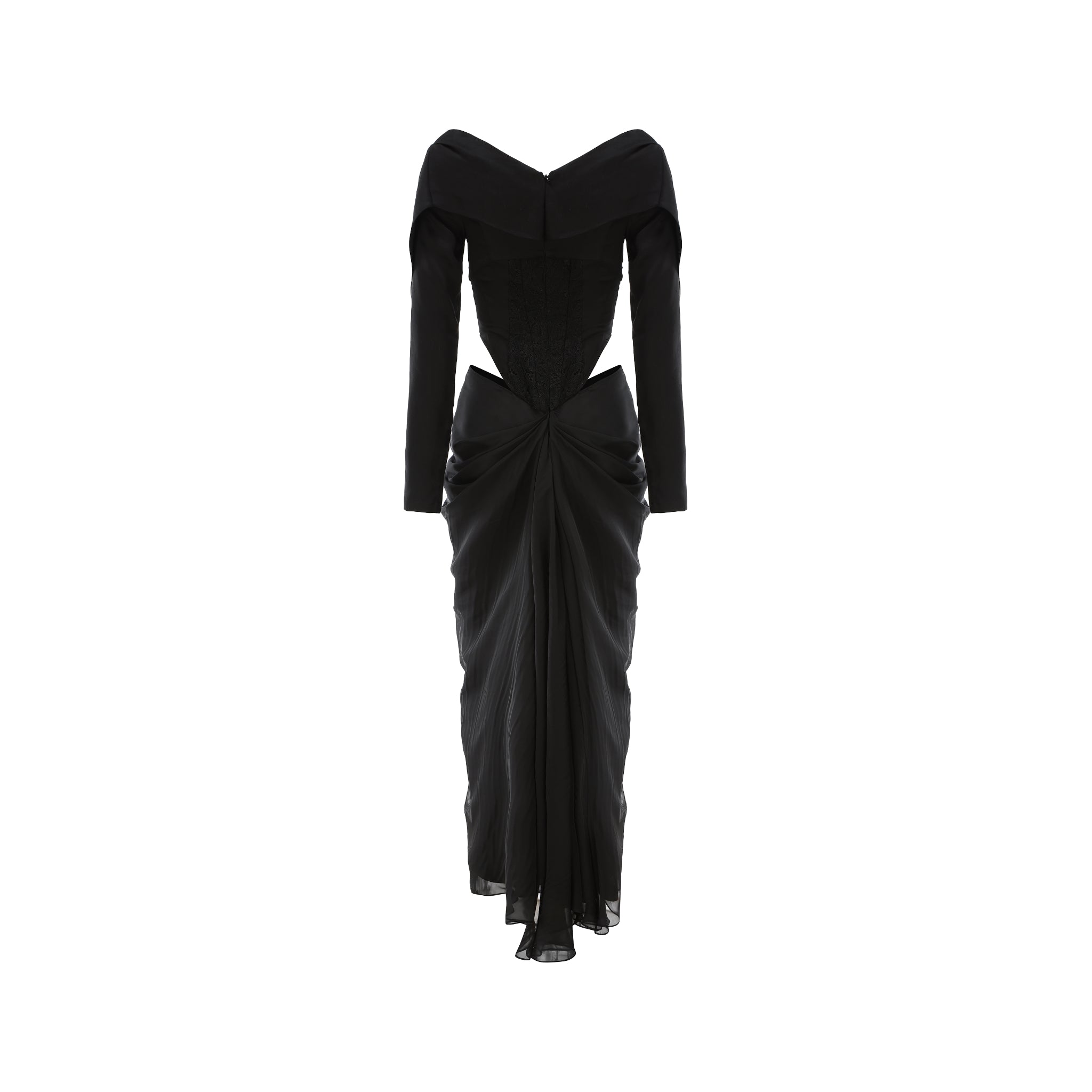 ELYWOOD Black Lapel Waistless Pleated Hem Dress | MADA IN CHINA