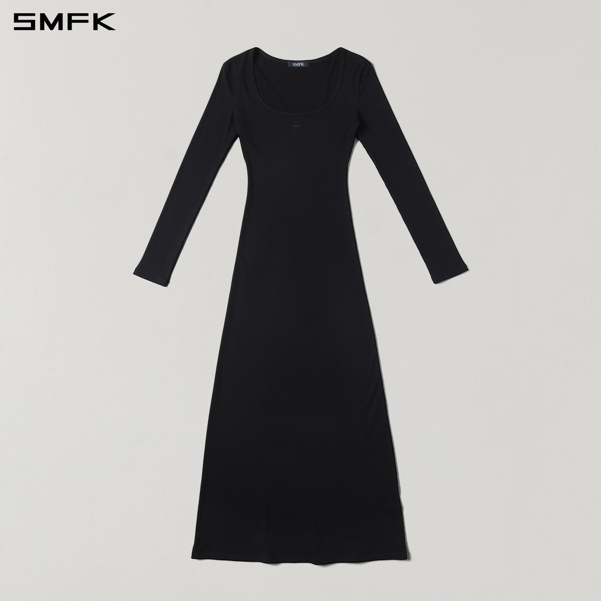 SMFK Black Long-Sleeved Silk Dress | MADAX