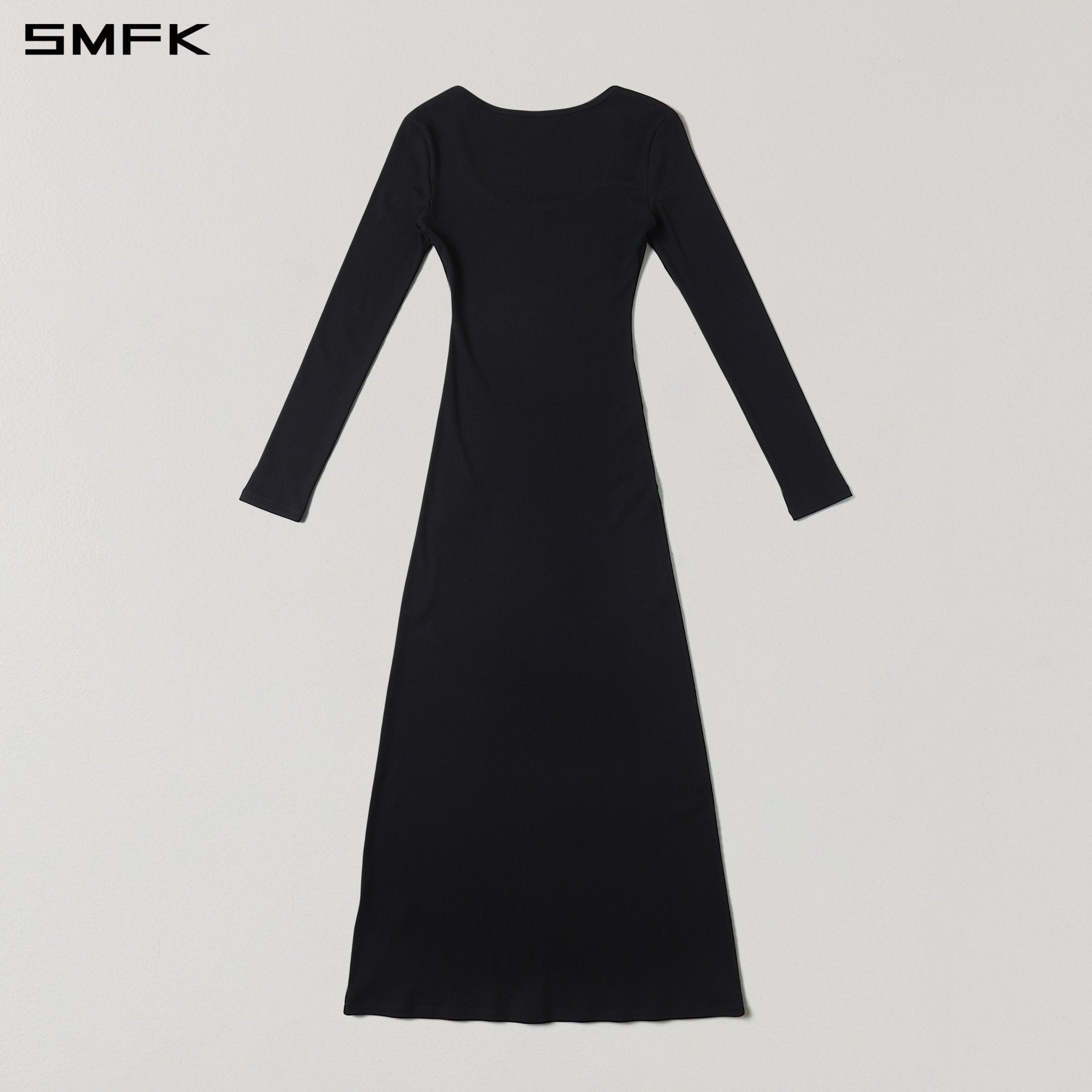 SMFK Black Long-Sleeved Silk Dress | MADAX