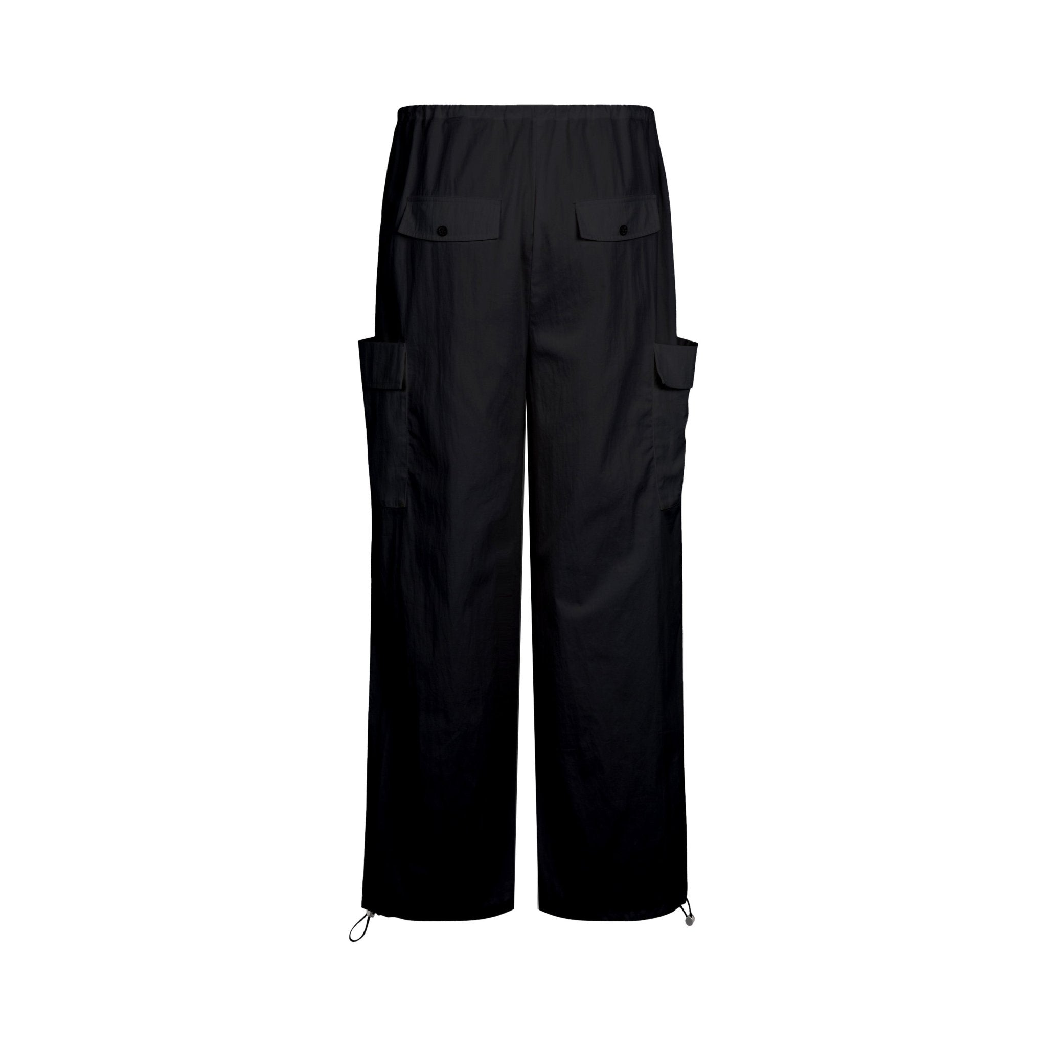 THREE QUARTERS Black Loose - Fitting Three - Dimensional Pockets Work Pants | MADA IN CHINA