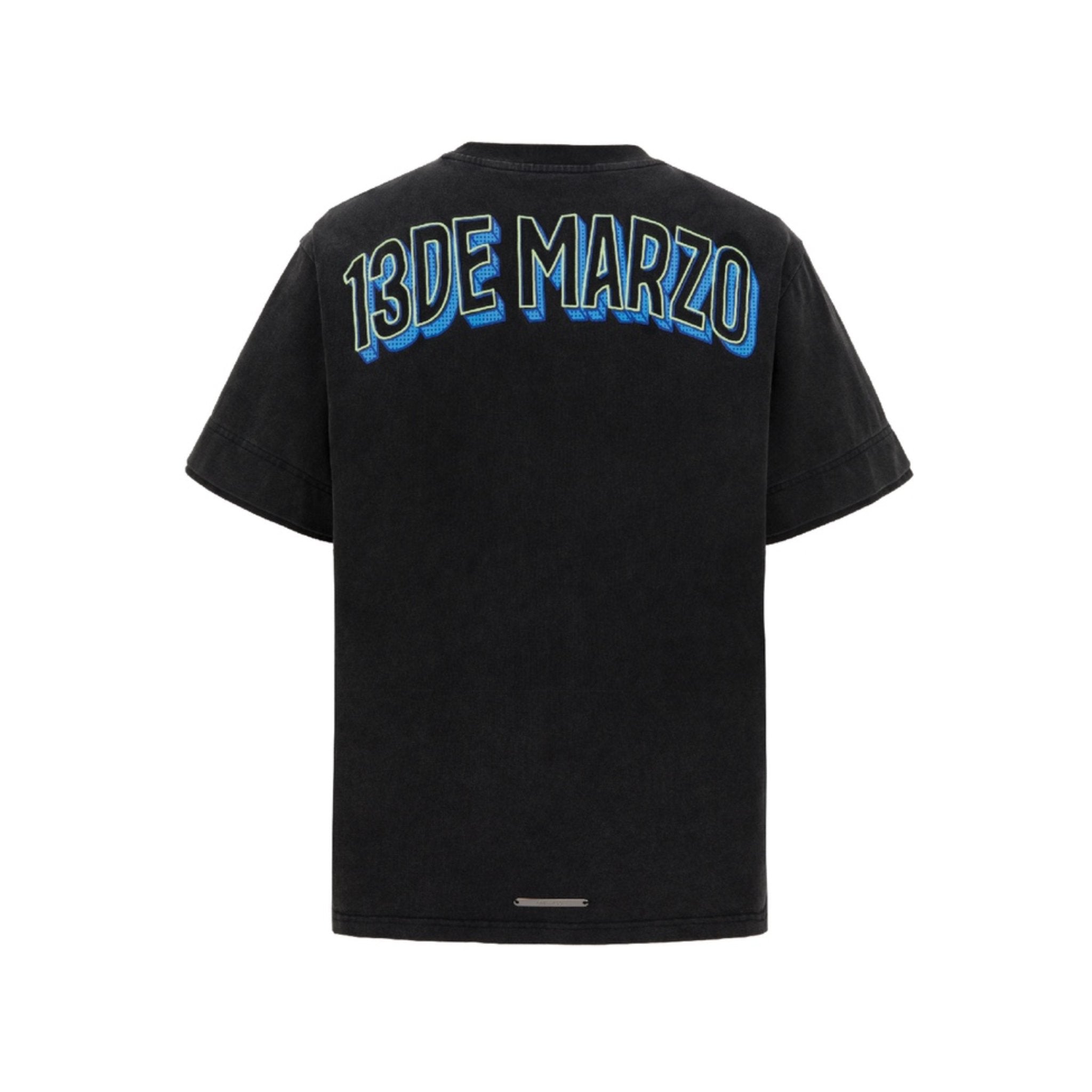 13DE MARZO Black Plush TV Bear T-Shirt | MADA IN CHINA