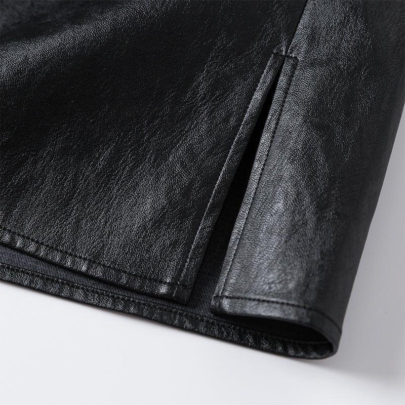 Ther. Black Recycled Leather Shirt | MADA IN CHINA