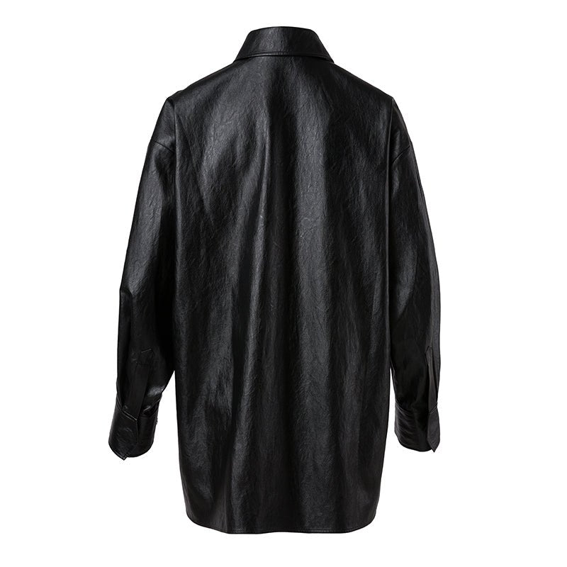 Ther. Black Recycled Leather Shirt | MADA IN CHINA