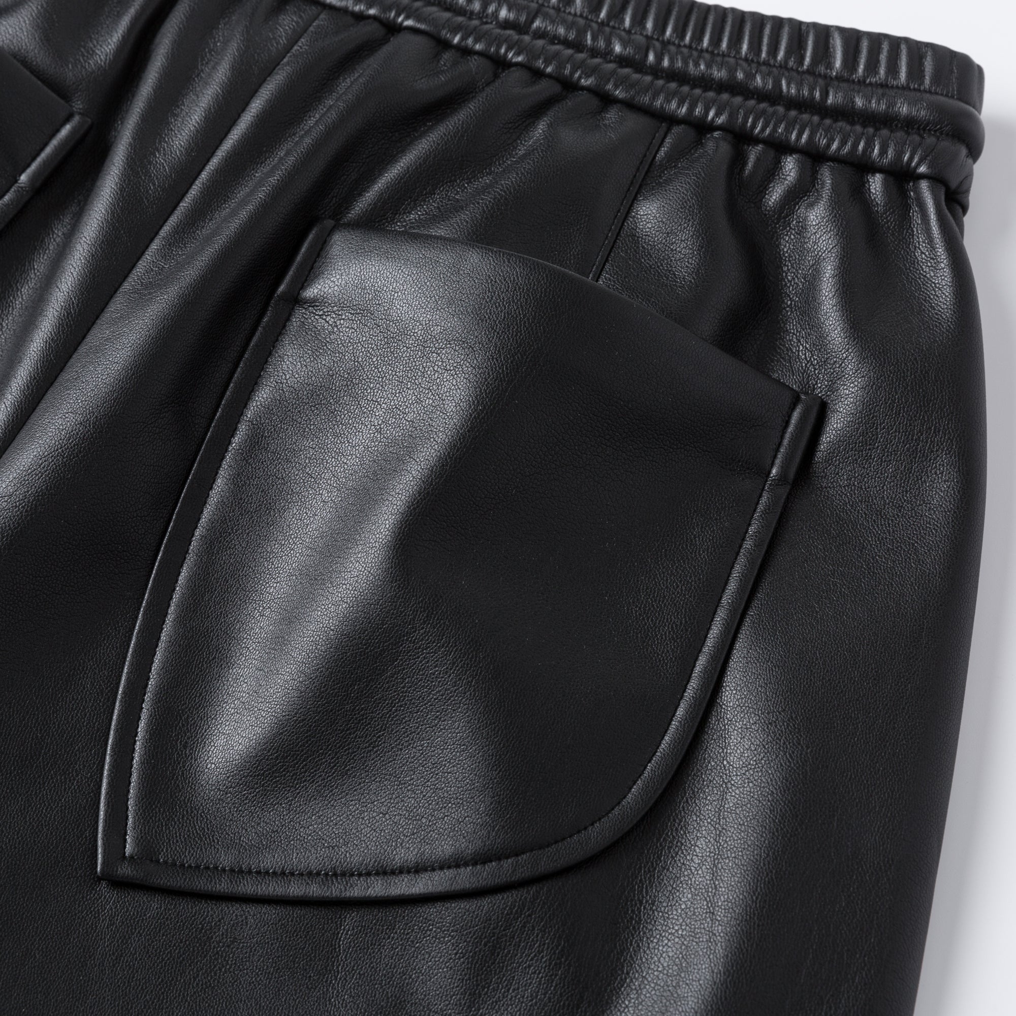 Ther. Black Recycled Leather Straight Trousers | MADA IN CHINA