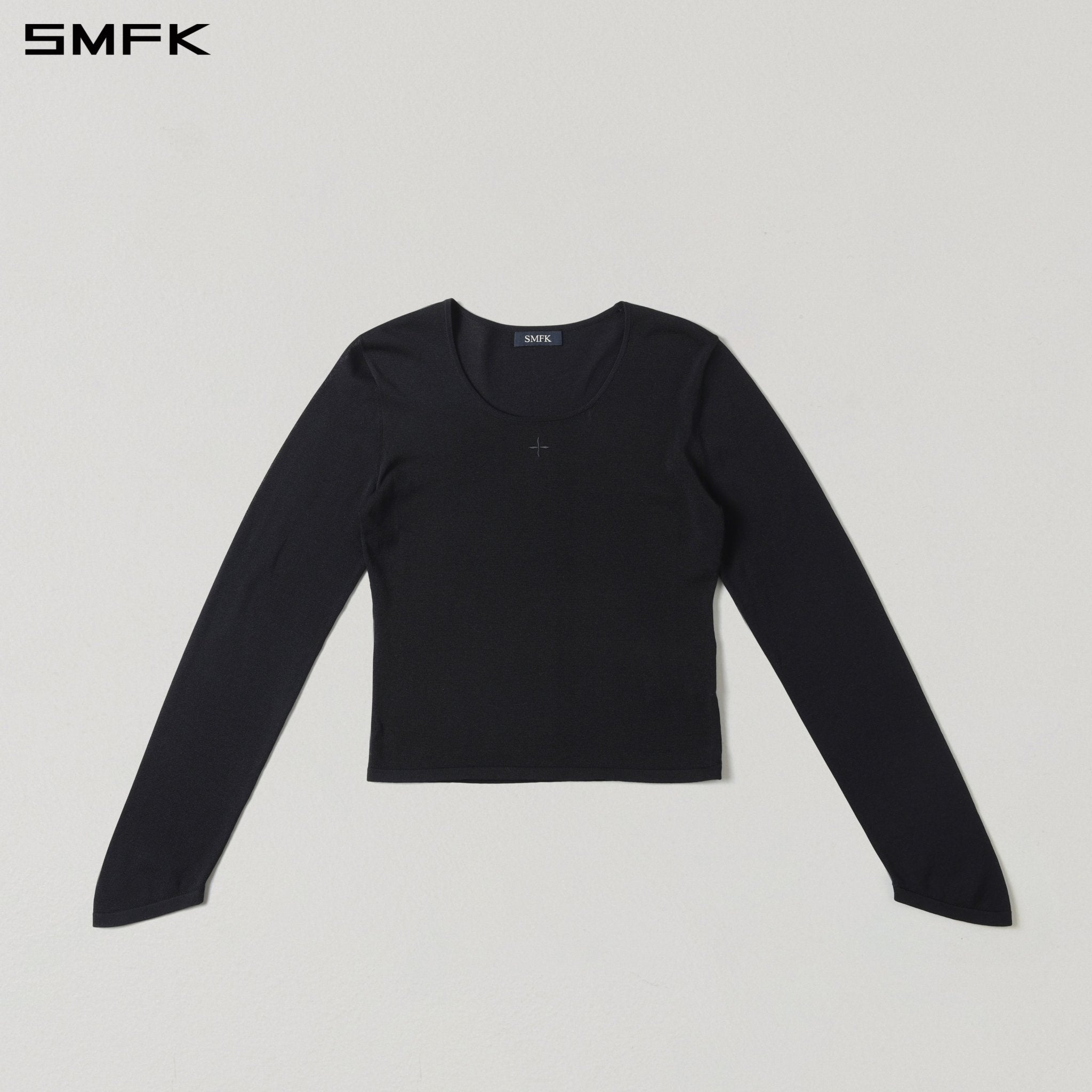 SMFK Black Round Neck Knit Sweater | MADAX