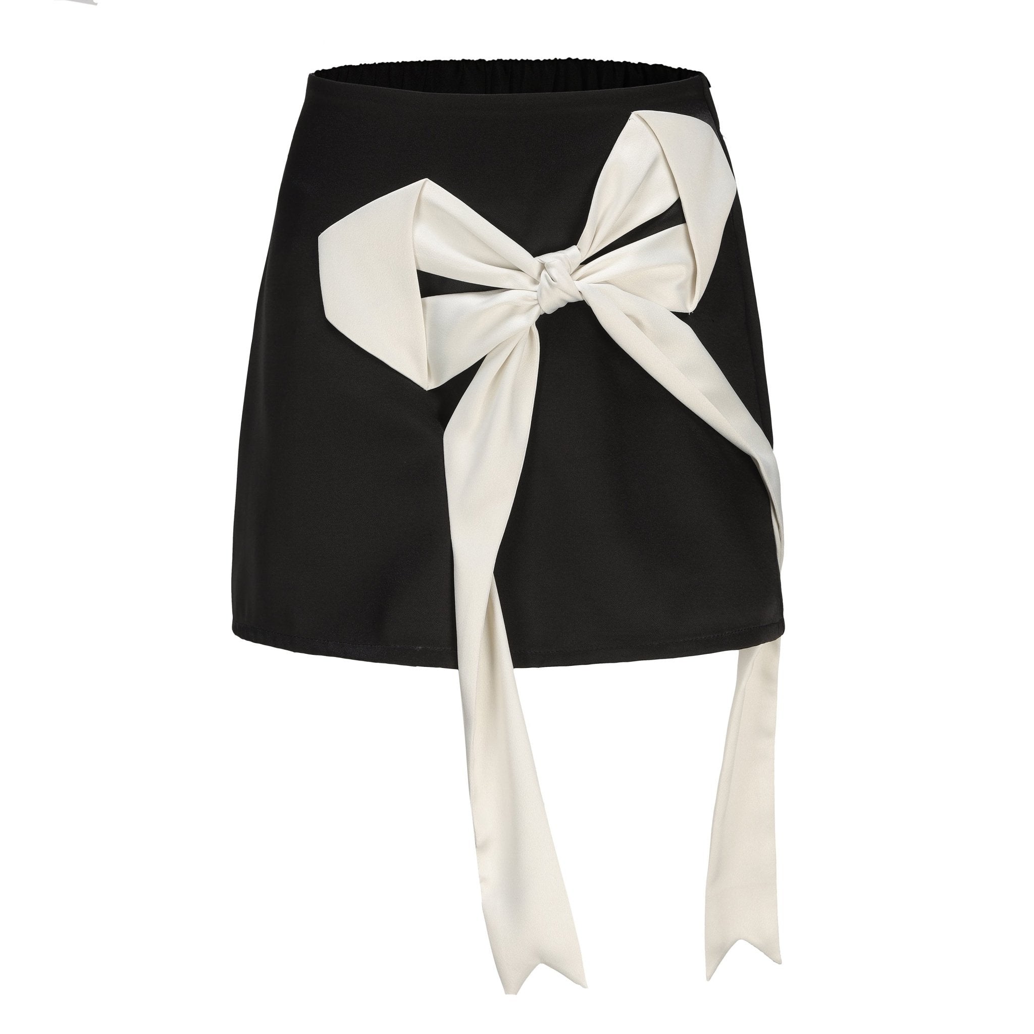 ARTE PURA Black Satin Bow Skirt | MADA IN CHINA