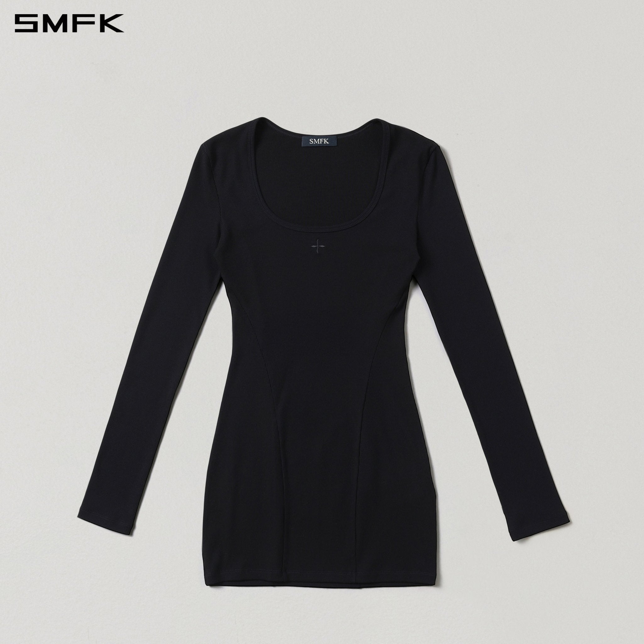 SMFK Black Silk Long-Sleeved Short Skirt | MADAX