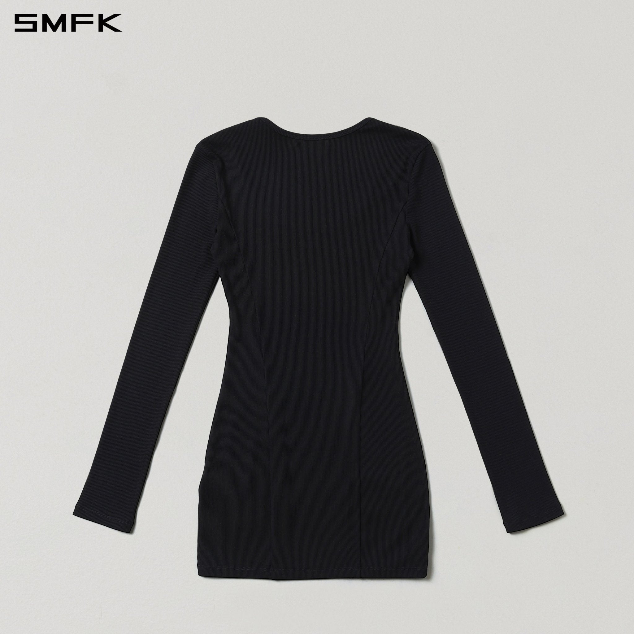 SMFK Black Silk Long-Sleeved Short Skirt | MADAX
