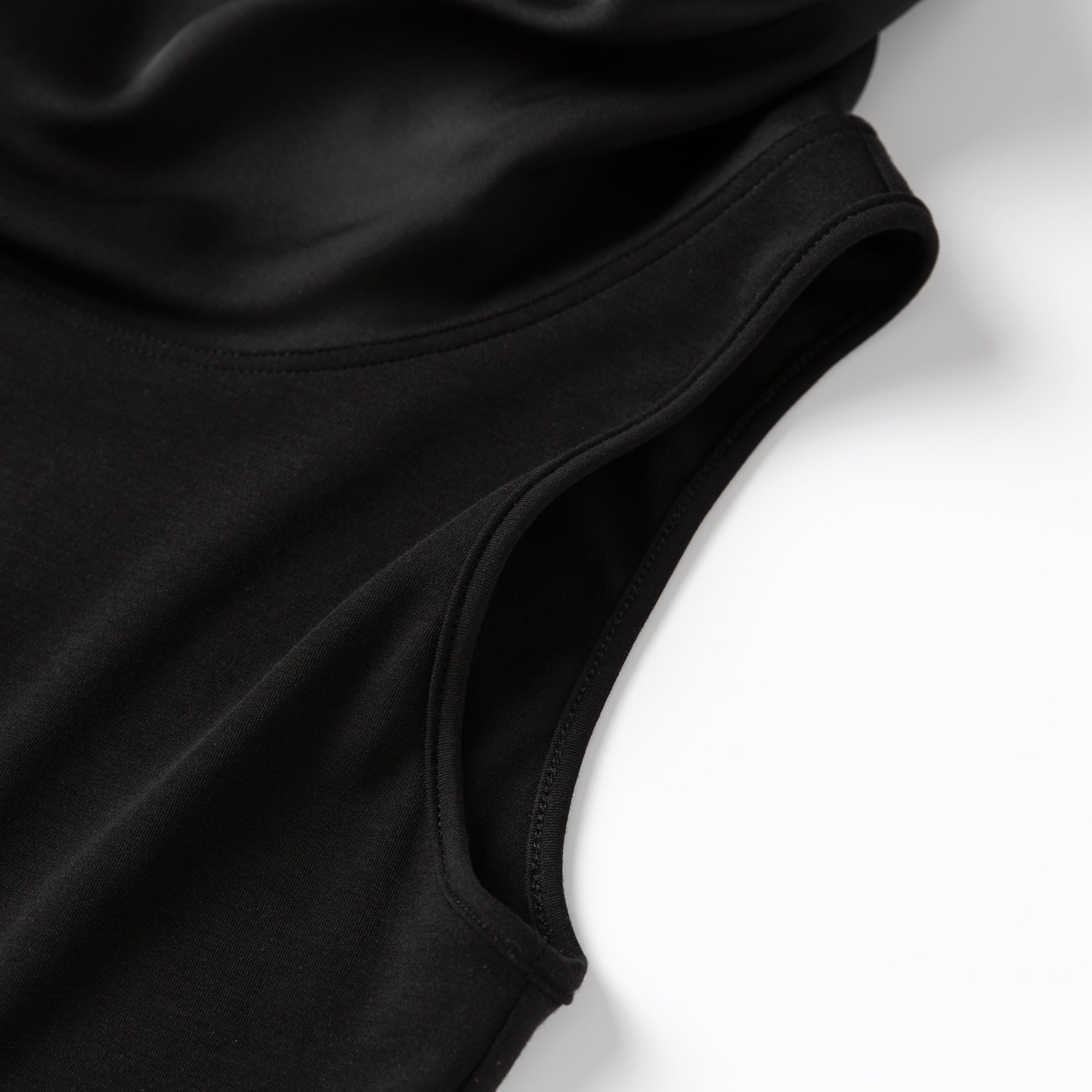 Ther. Black Silk Sleeveless Roll Neck Top | MADA IN CHINA