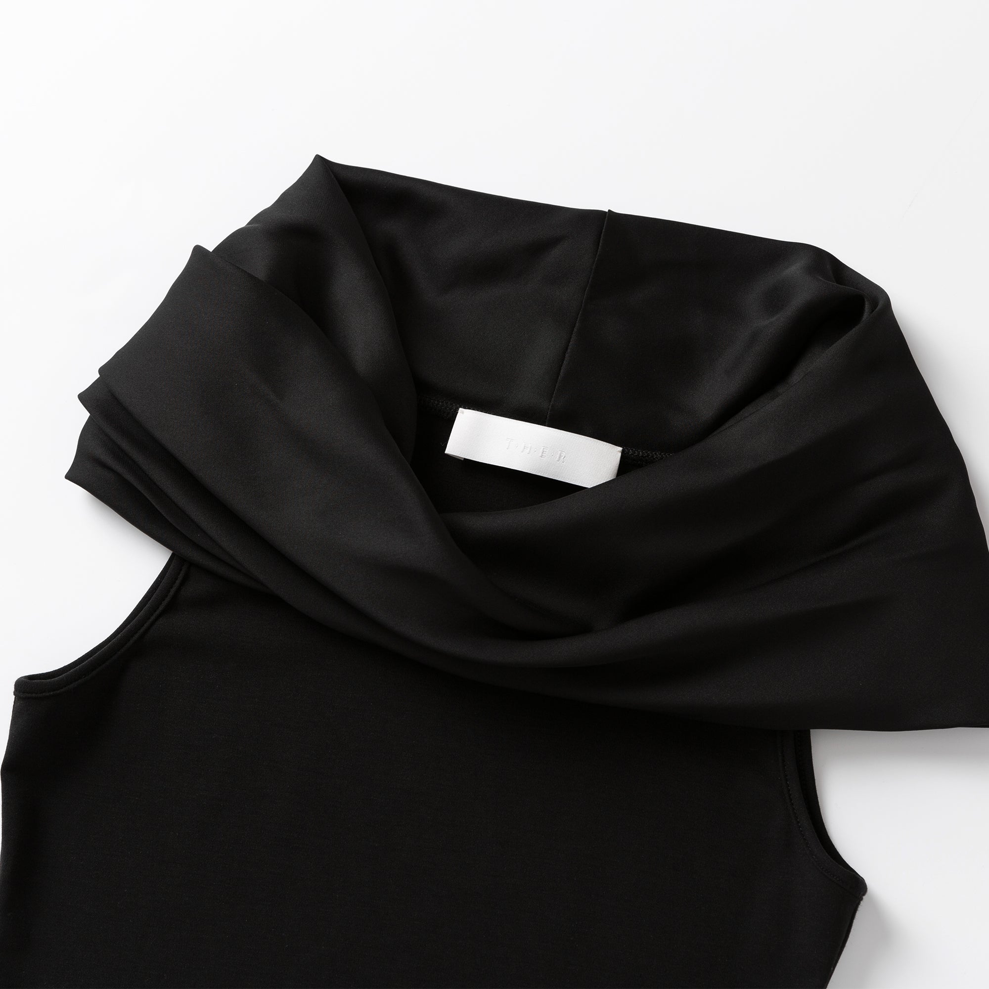 Ther. Black Silk Sleeveless Roll Neck Top | MADA IN CHINA