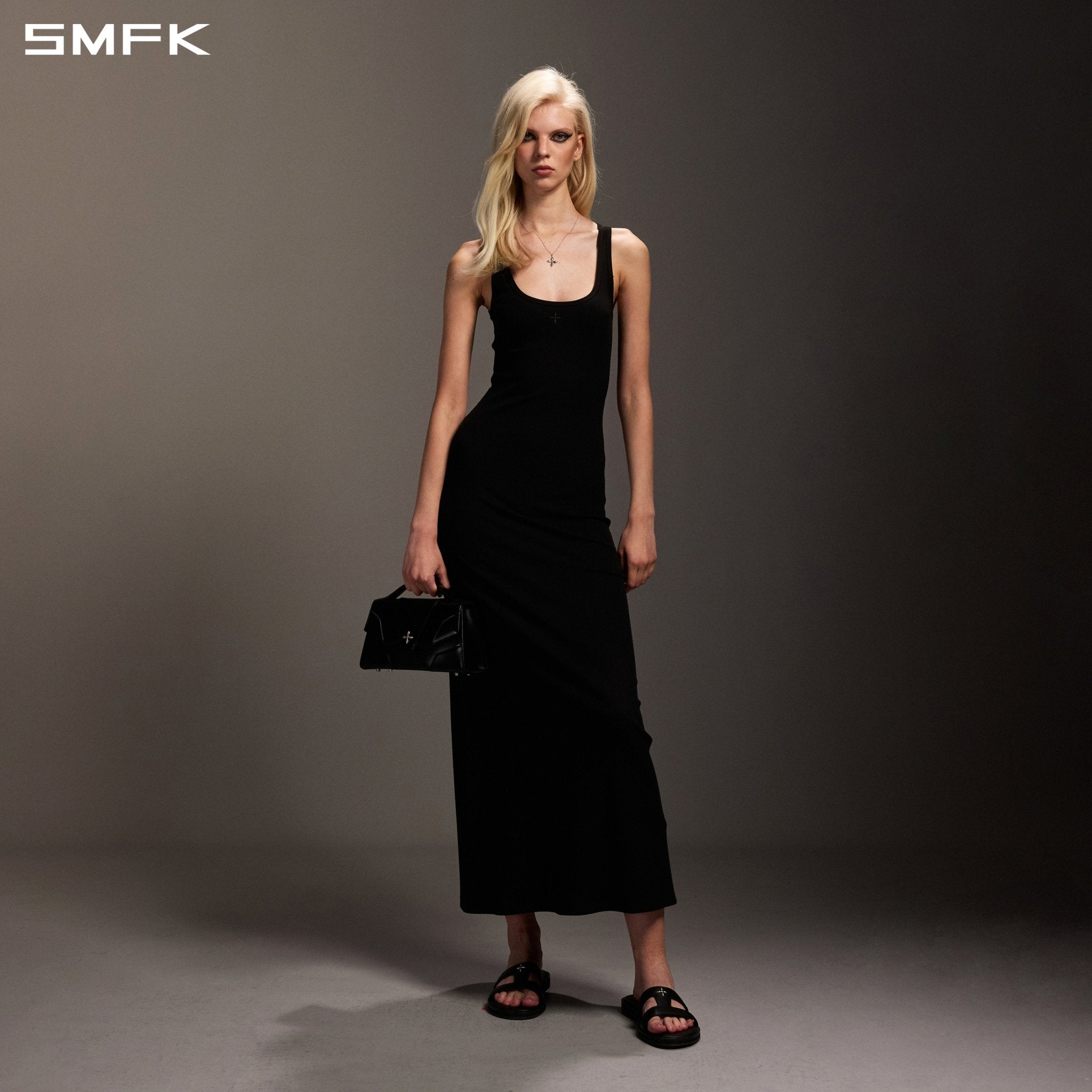 SMFK Black Silk Vest Dress | MADAX