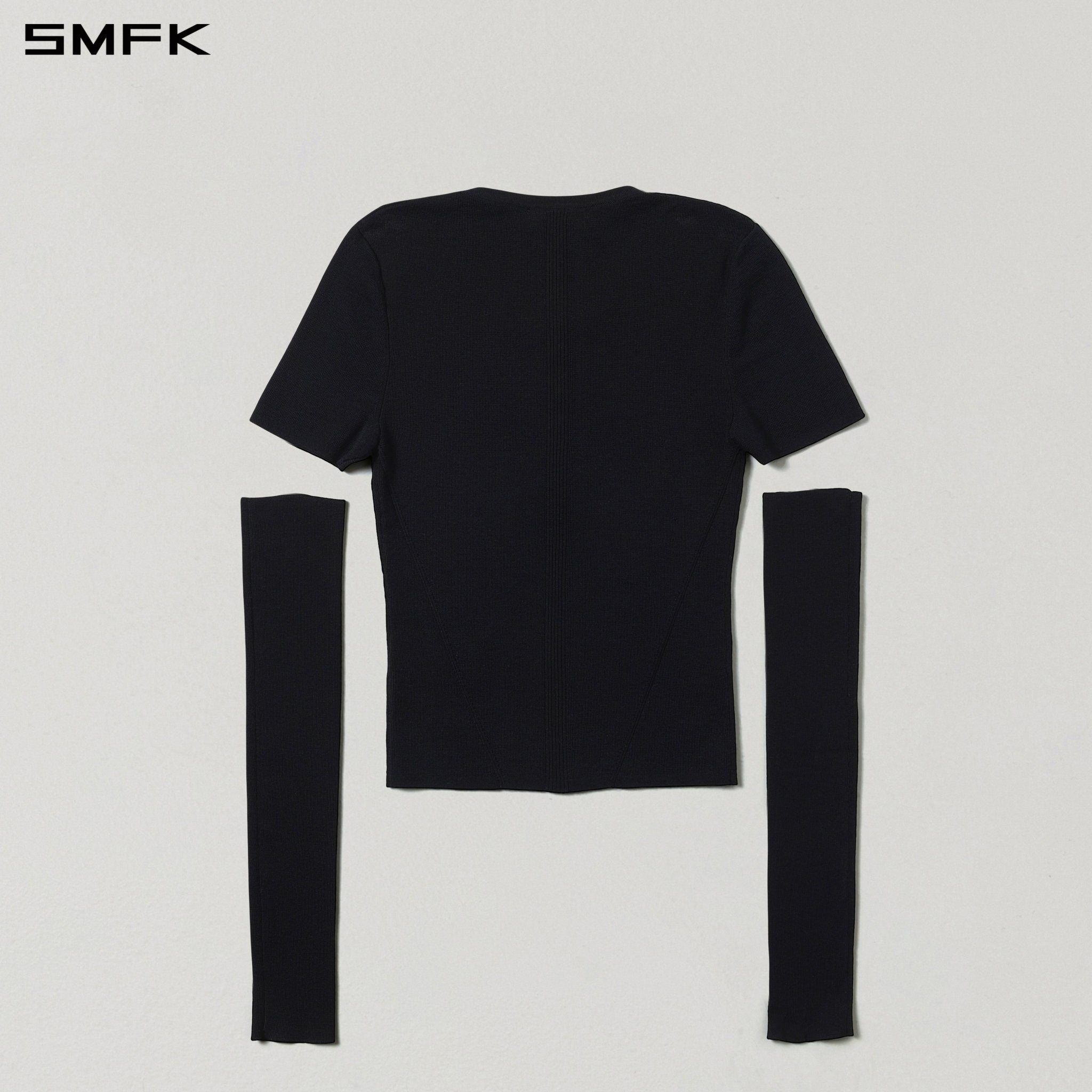 SMFK Black Slim Fit Arm Sleeve T-Shirt | MADAX