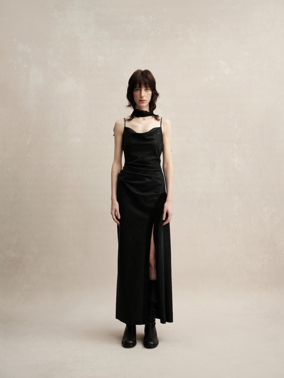 ELYWOOD Black Slit Maxi Dress | MADAX