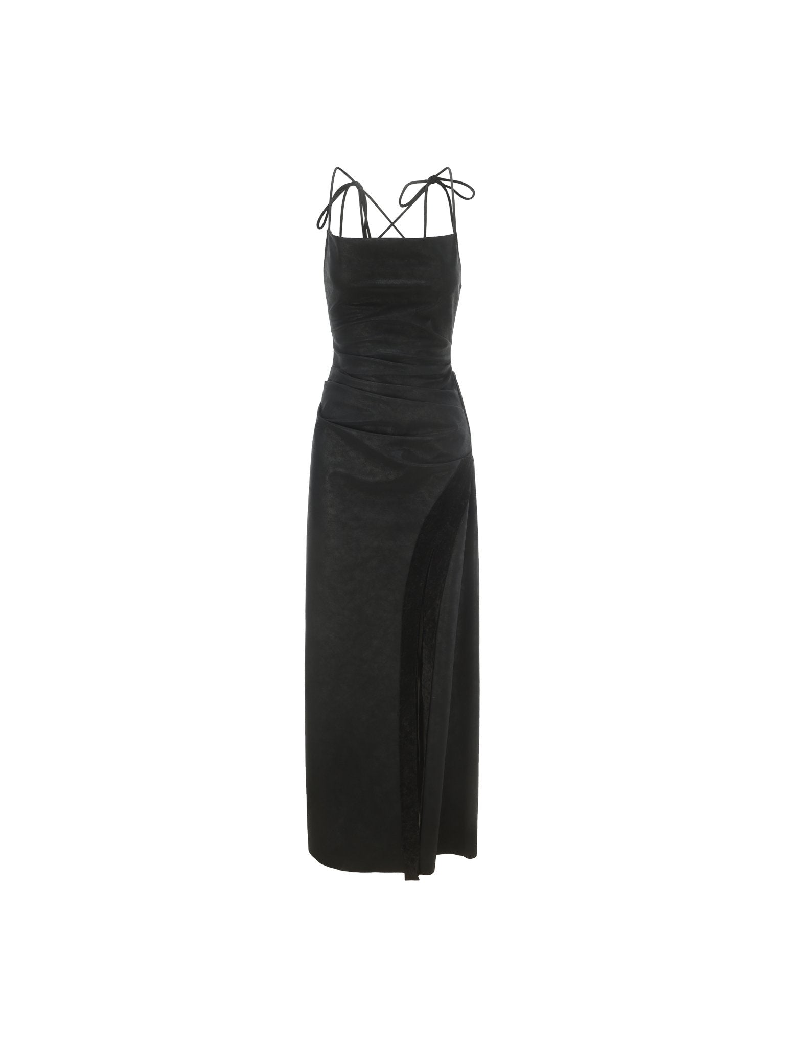 ELYWOOD Black Slit Maxi Dress | MADAX