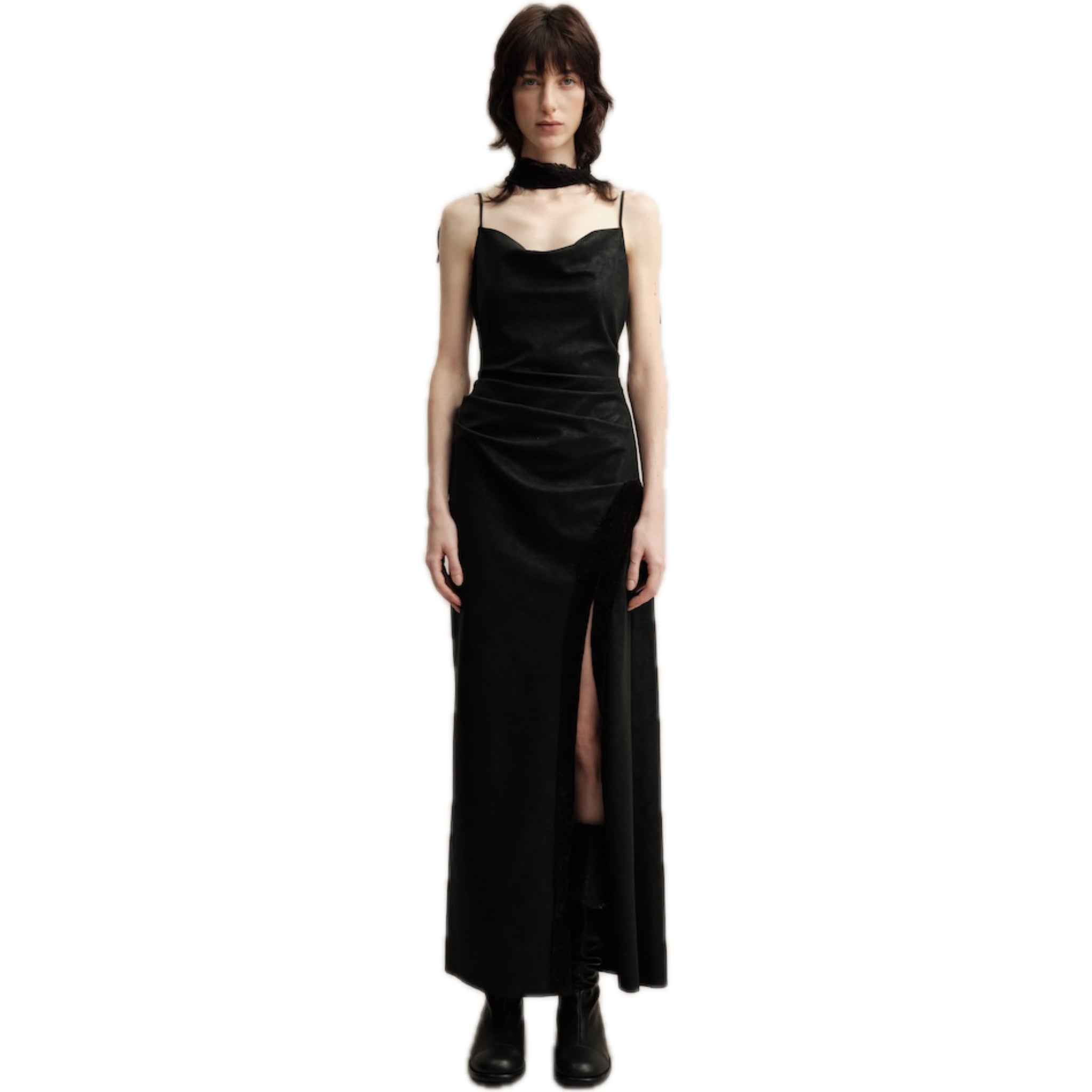 ELYWOOD Black Slit Maxi Dress | MADAX