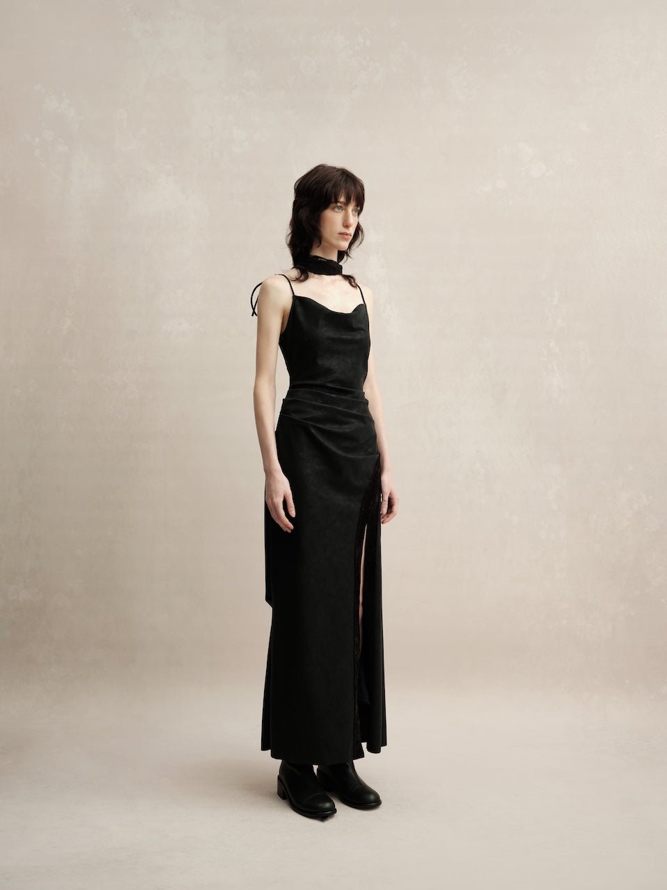 ELYWOOD Black Slit Maxi Dress | MADAX