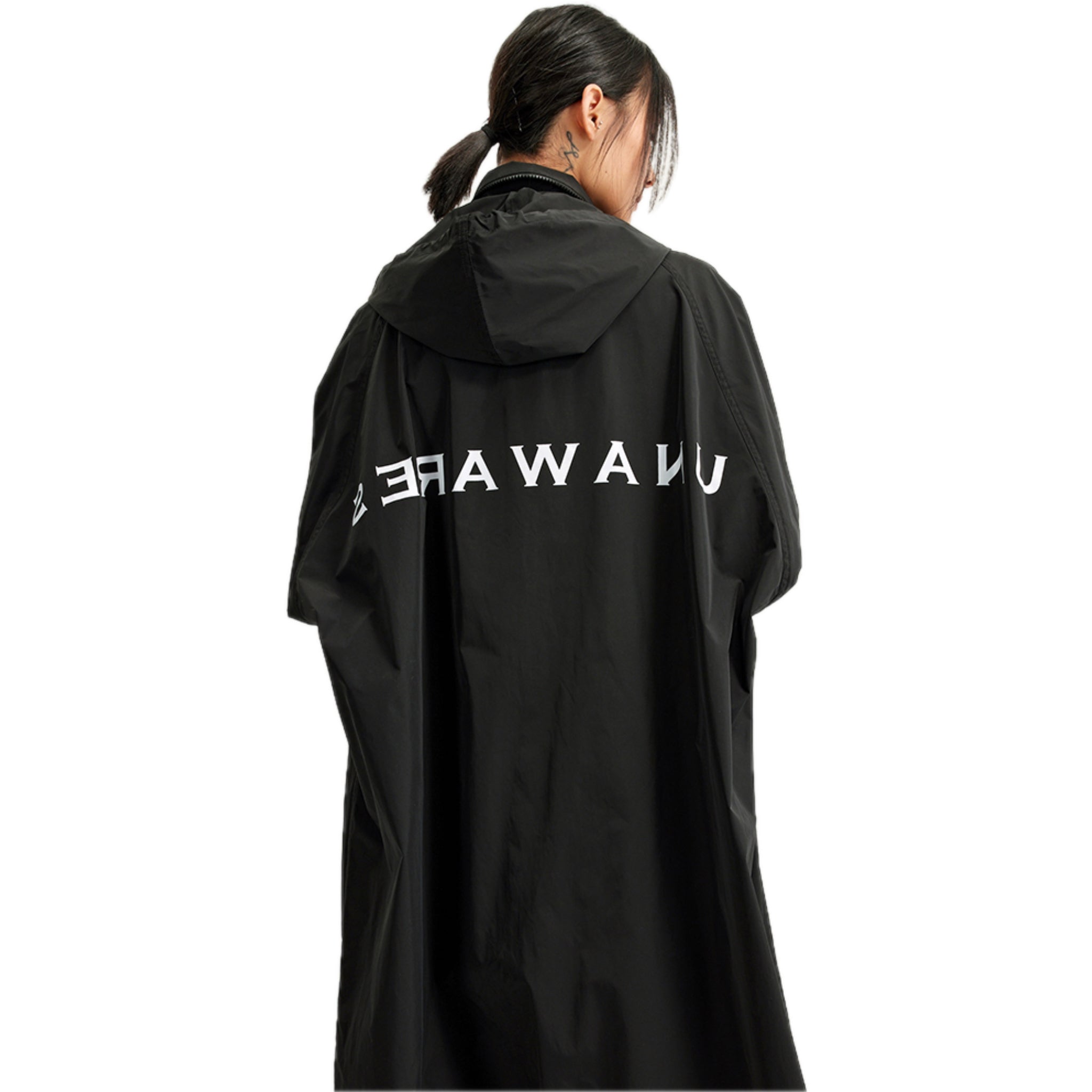 UNAWARES Black Storage Hat Long Trench Coat | MADAX