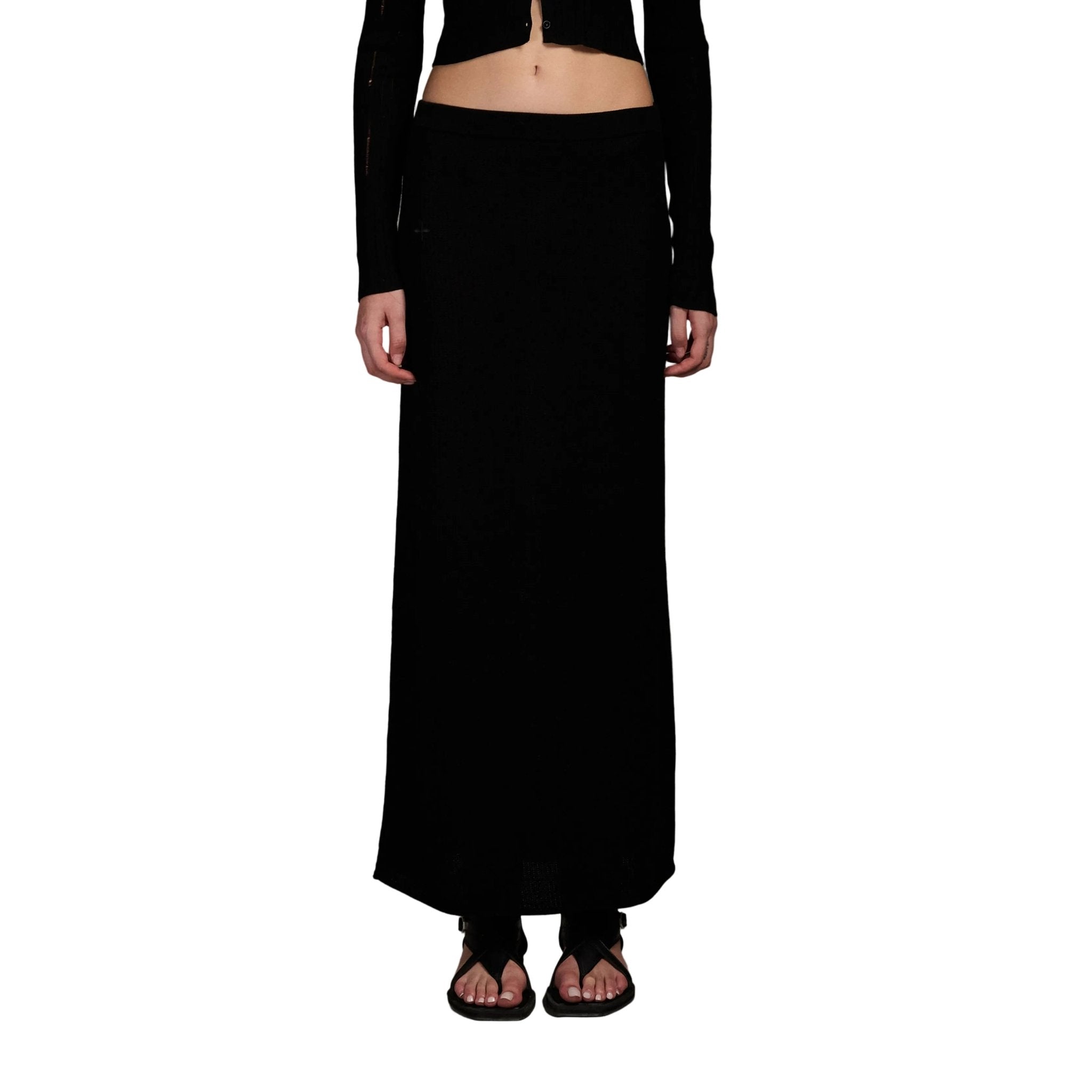SMFK Black Straight Knit Maxi Skirt | MADAX