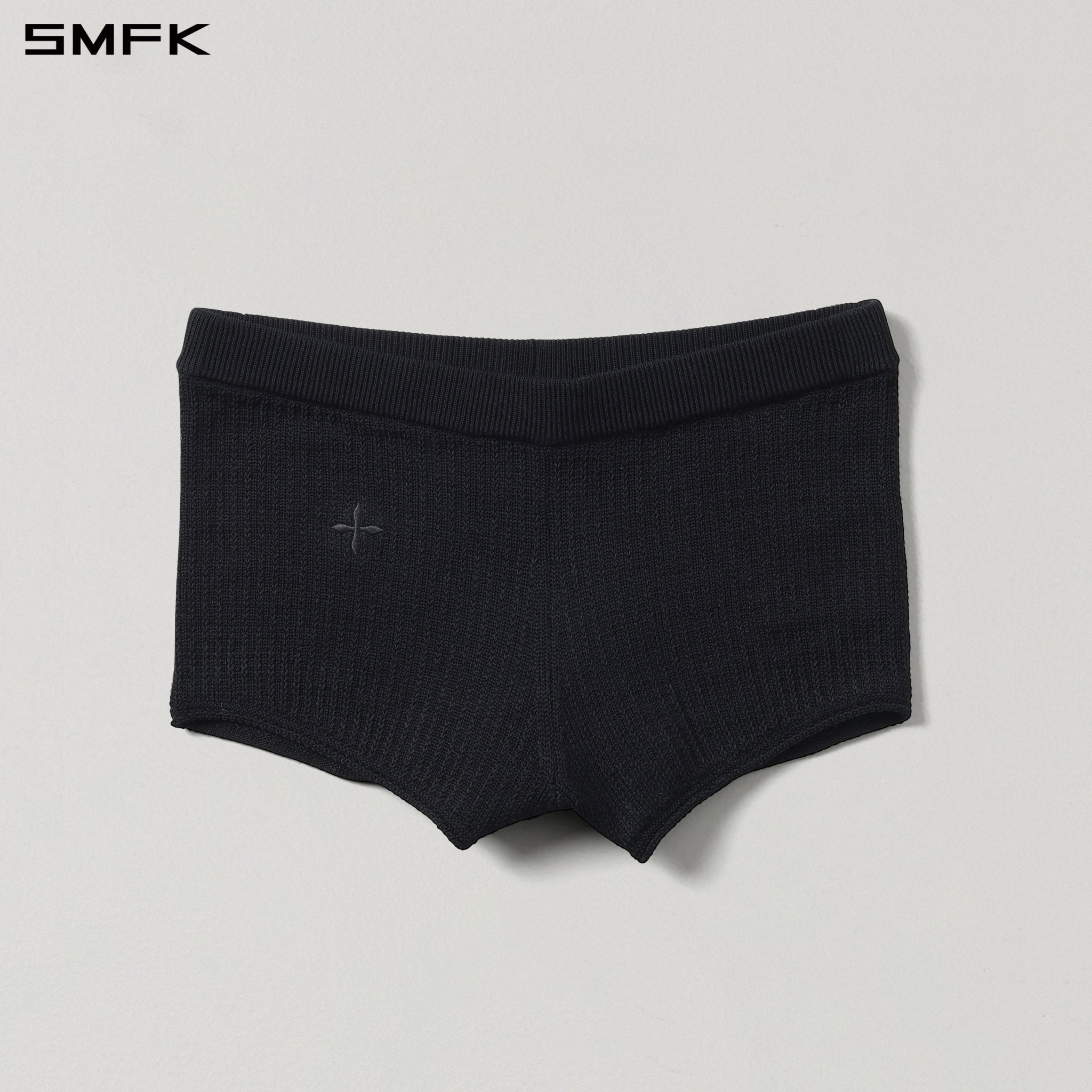 SMFK Black Straight-Leg Knit Shorts | MADAX