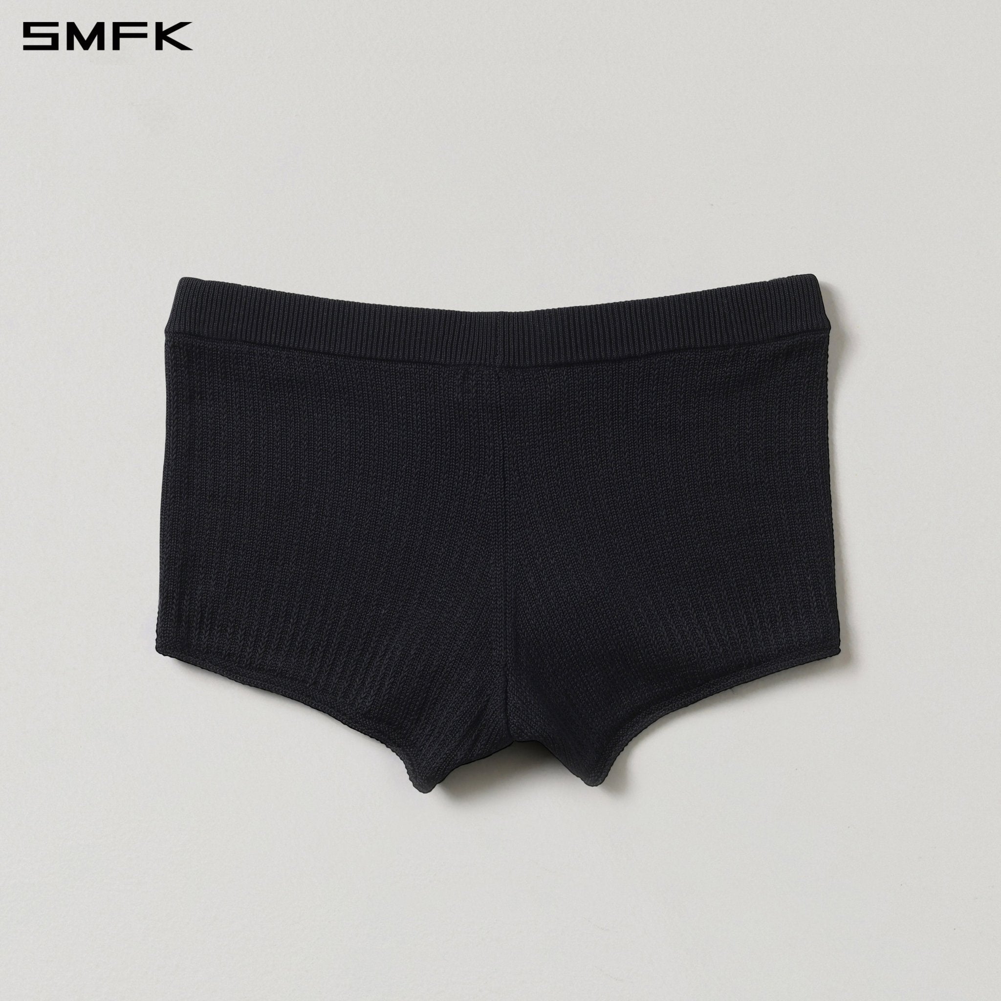 SMFK Black Straight-Leg Knit Shorts | MADAX