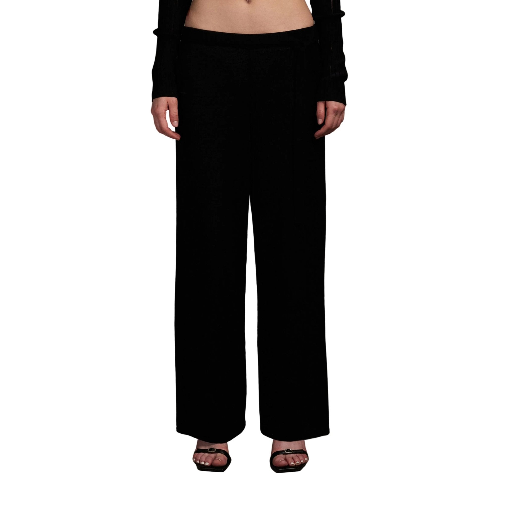 SMFK Black Straight-Leg Knit Trousers | MADAX