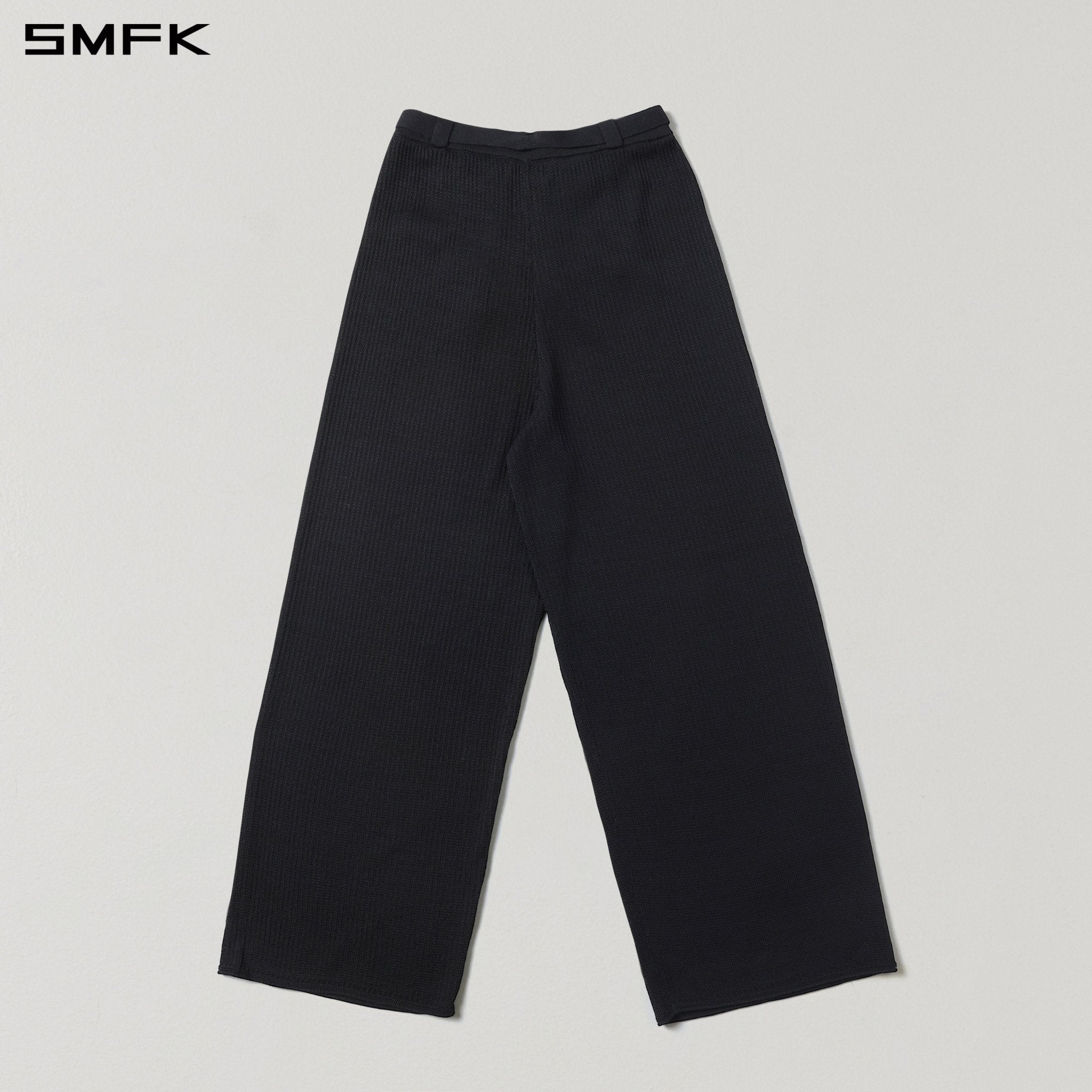 SMFK Black Straight-Leg Knit Trousers | MADAX