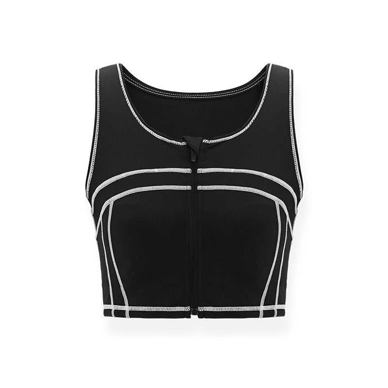 NAWS Black Sturdy Zipper Bra | MADAX