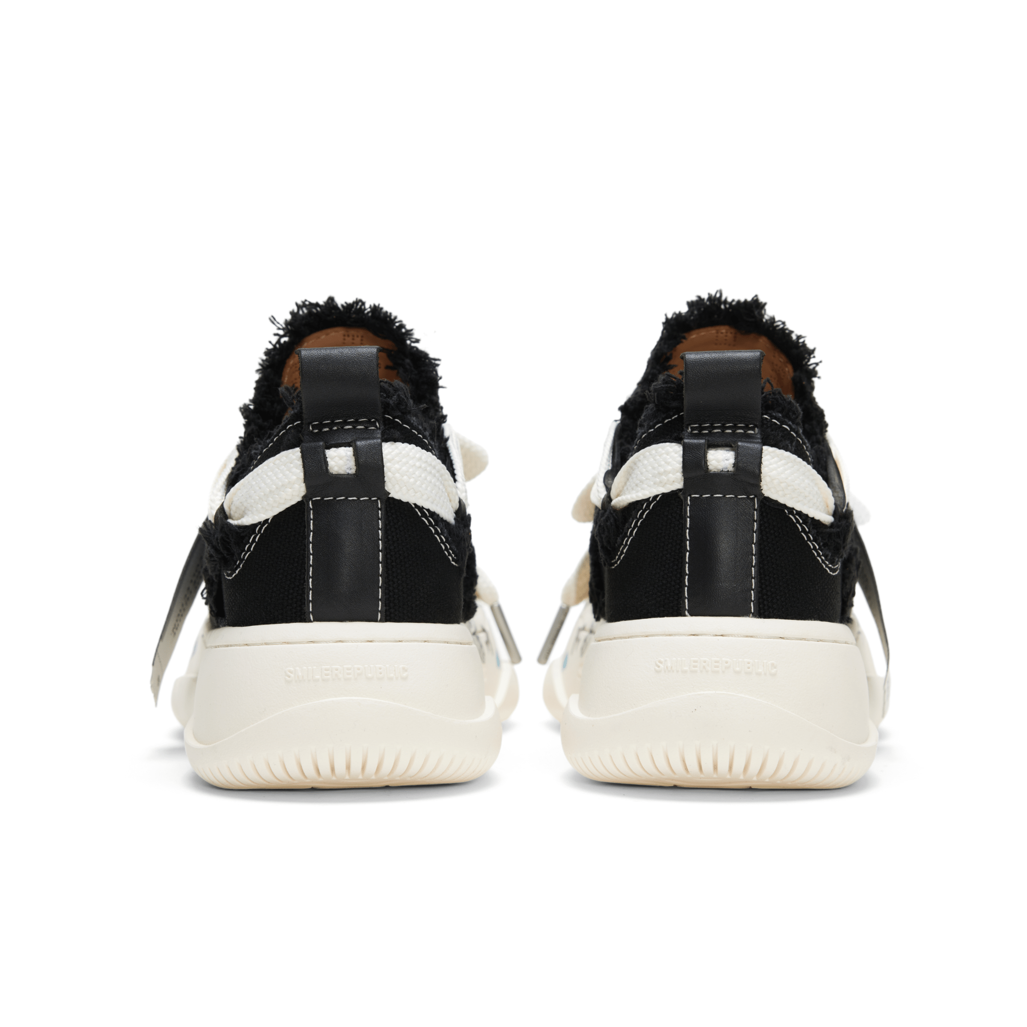 SMILEREPUBLIC Black Tassel Stickers Open Smile Coarse Texture Canvas Shoes | MADAX