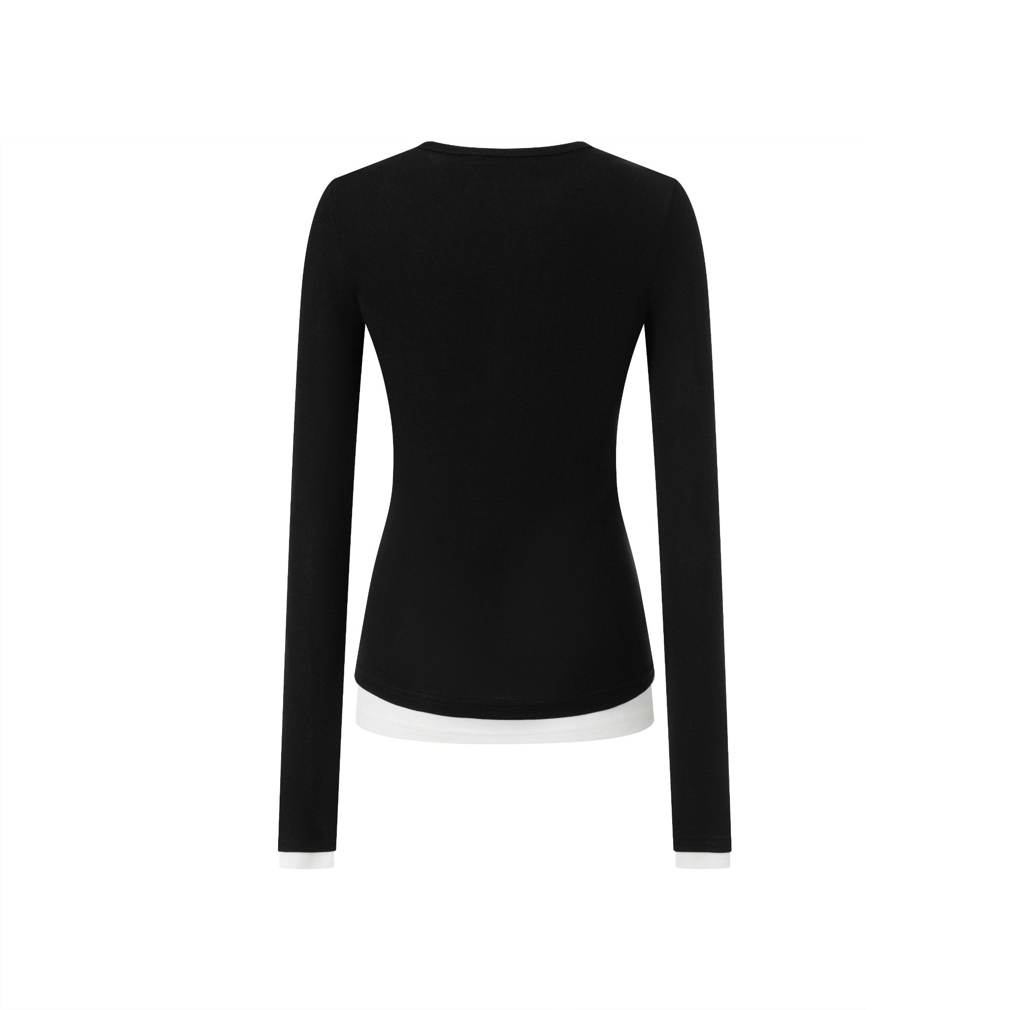 CLIMAX VISION Black Tencel Wool Henley Collar False Two Piece | MADAX