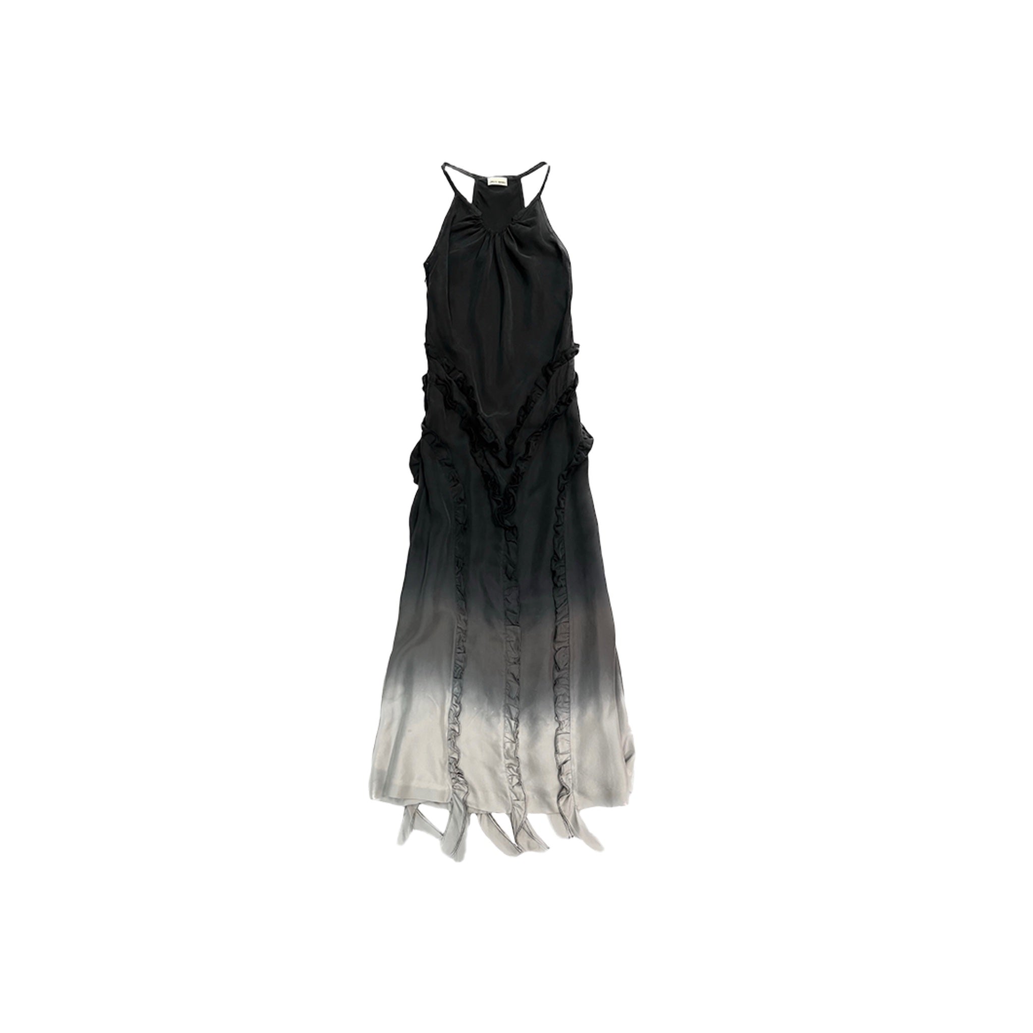 CPLUS SERIES Black Tie-dye Gradient Ruffled Slip Dress | MADA IN CHINA