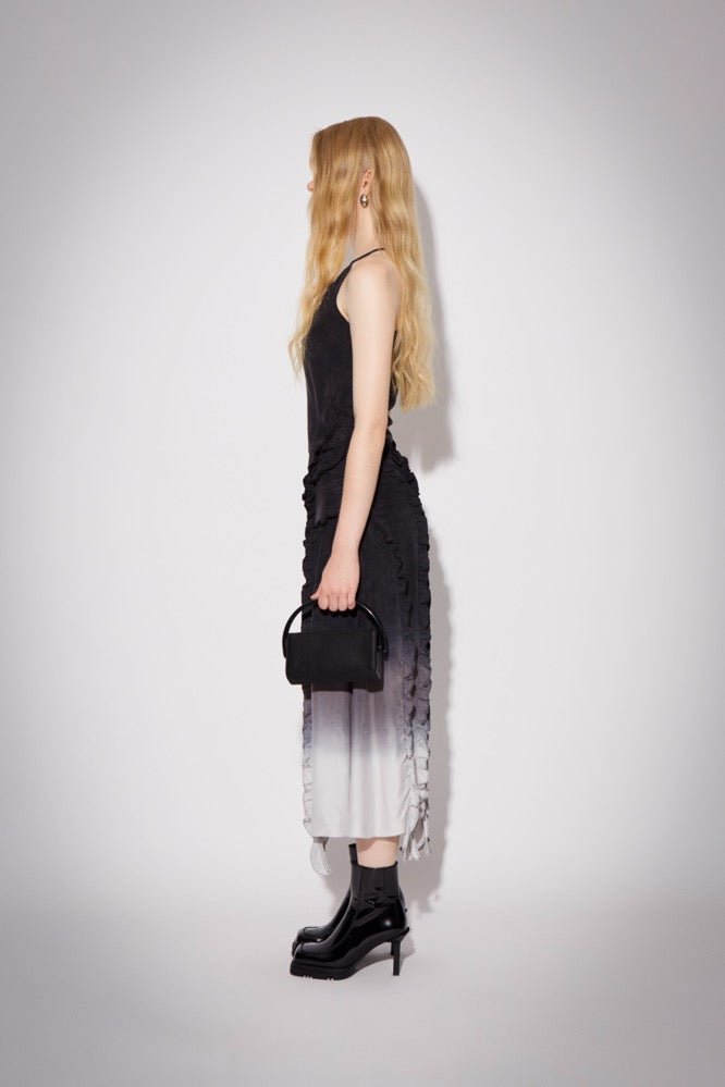 CPLUS SERIES Black Tie-dye Gradient Ruffled Slip Dress | MADA IN CHINA