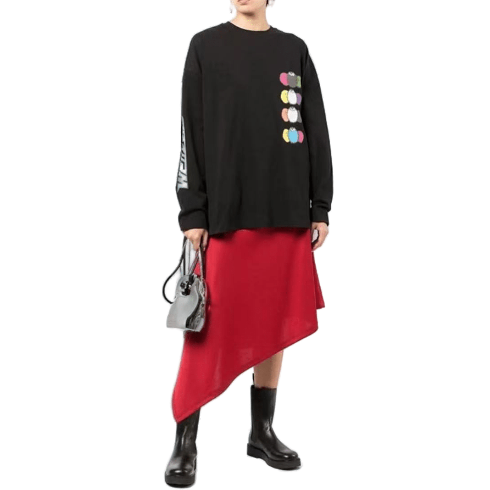 WE11DONE BLACK WE11DONE DUST DOUBLE LOGO LONG T - SHIRT | MADAX