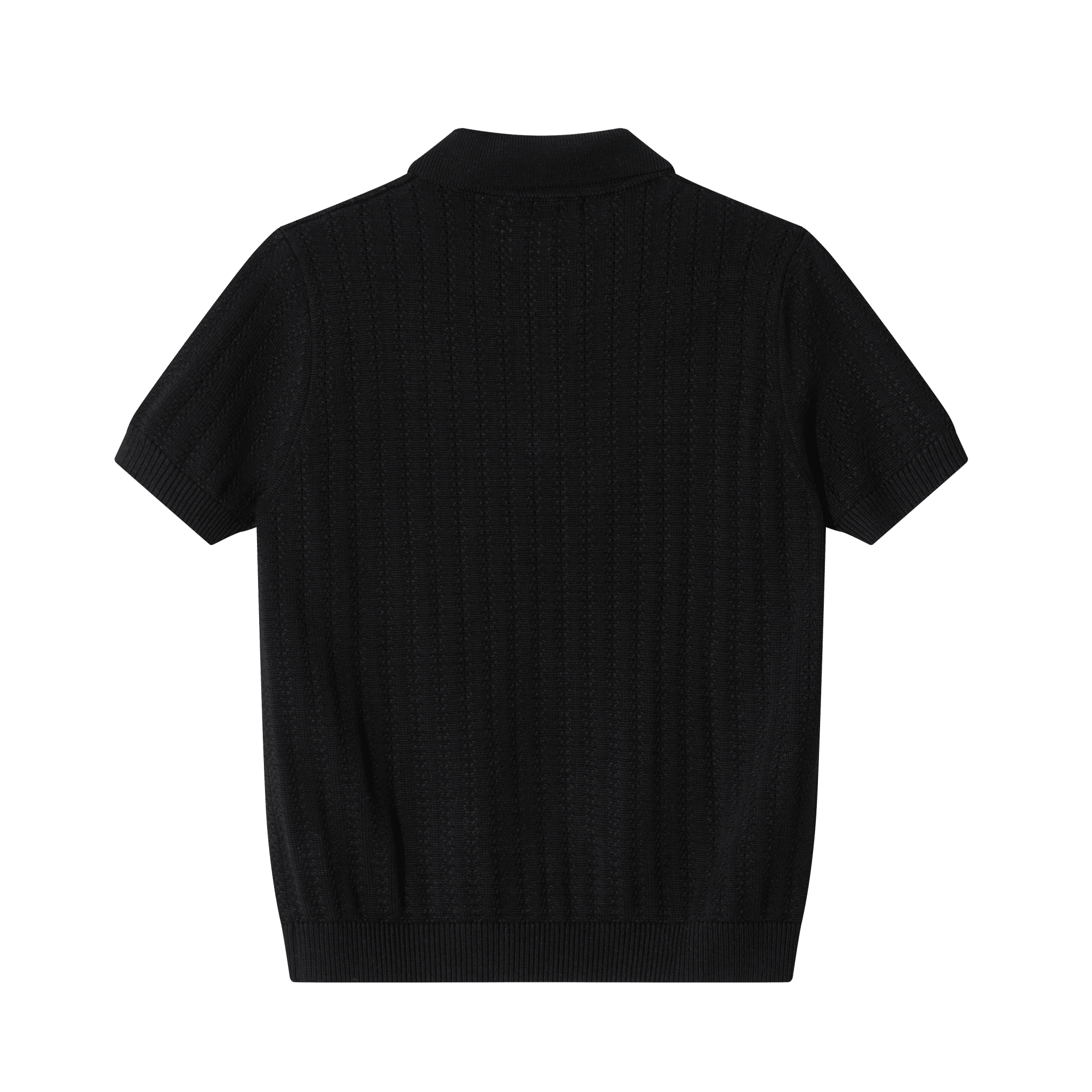 CLIMAX VISION Black Wheat - Patterned Textured Knit Polo Shirt | MADAX