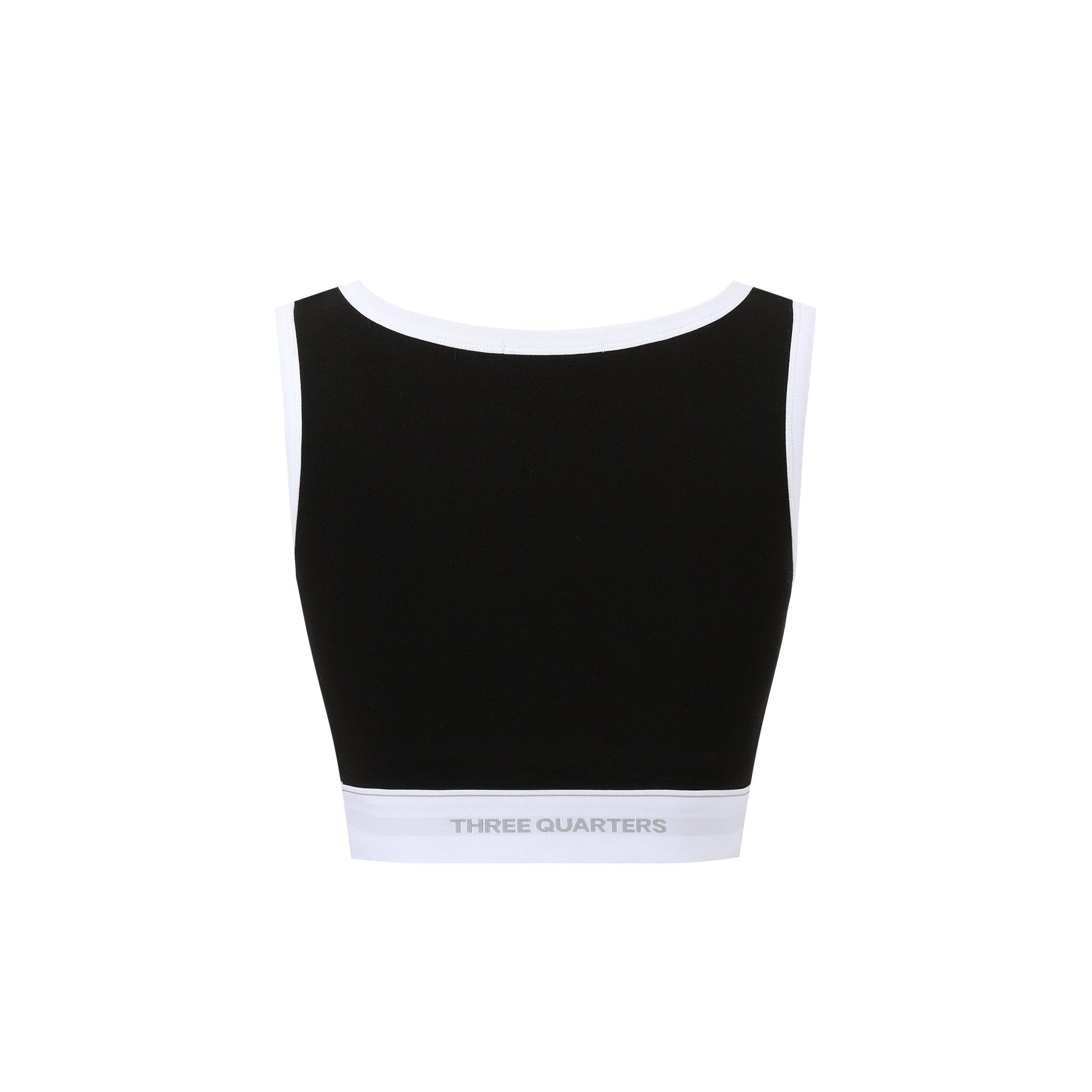 THREE QUARTERS Black with White Edge Customized Logo Webbing Ironing Undershirt | MADA IN CHINA