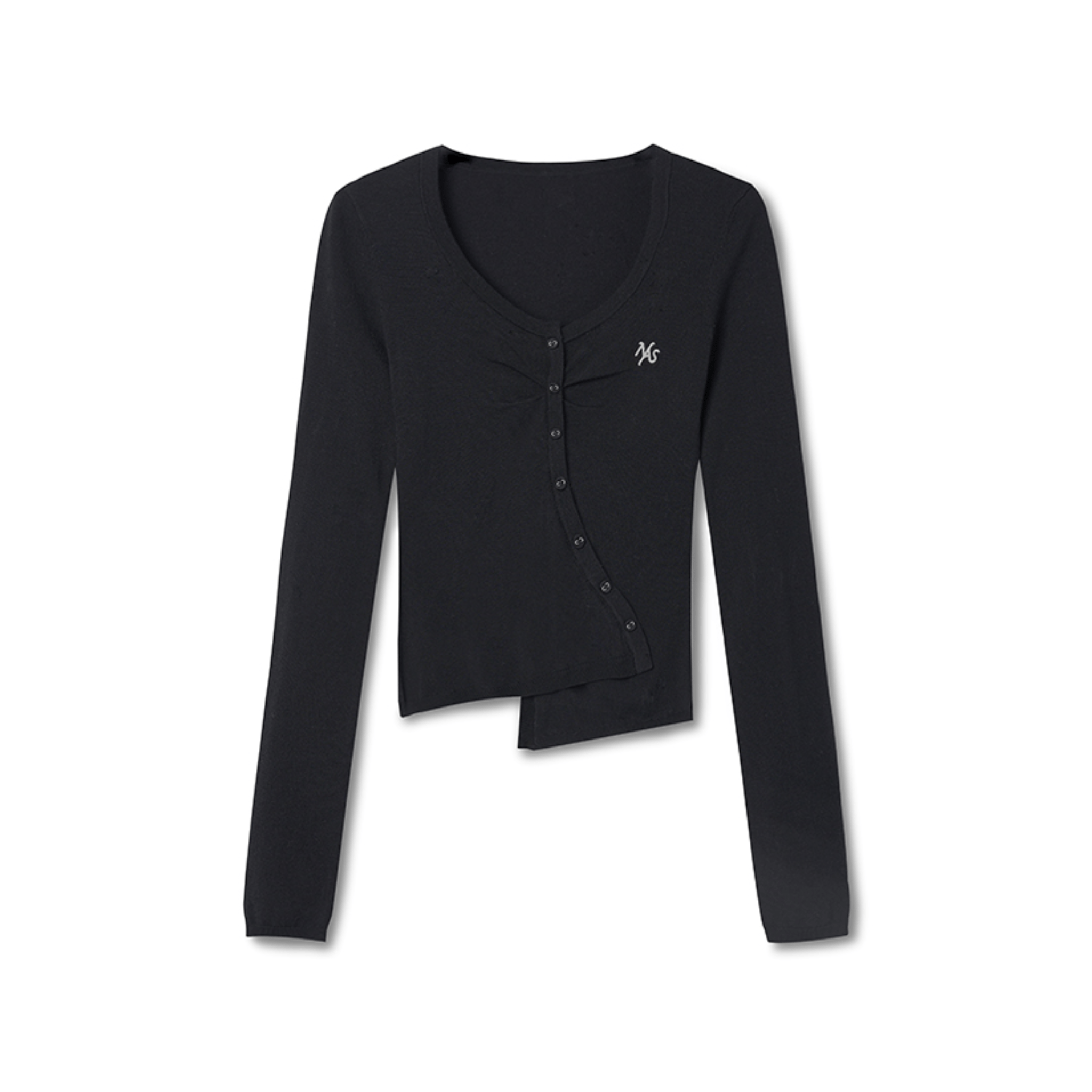 NAWS Blu Asymmetric Front Knit Sweater in Black | MADAX