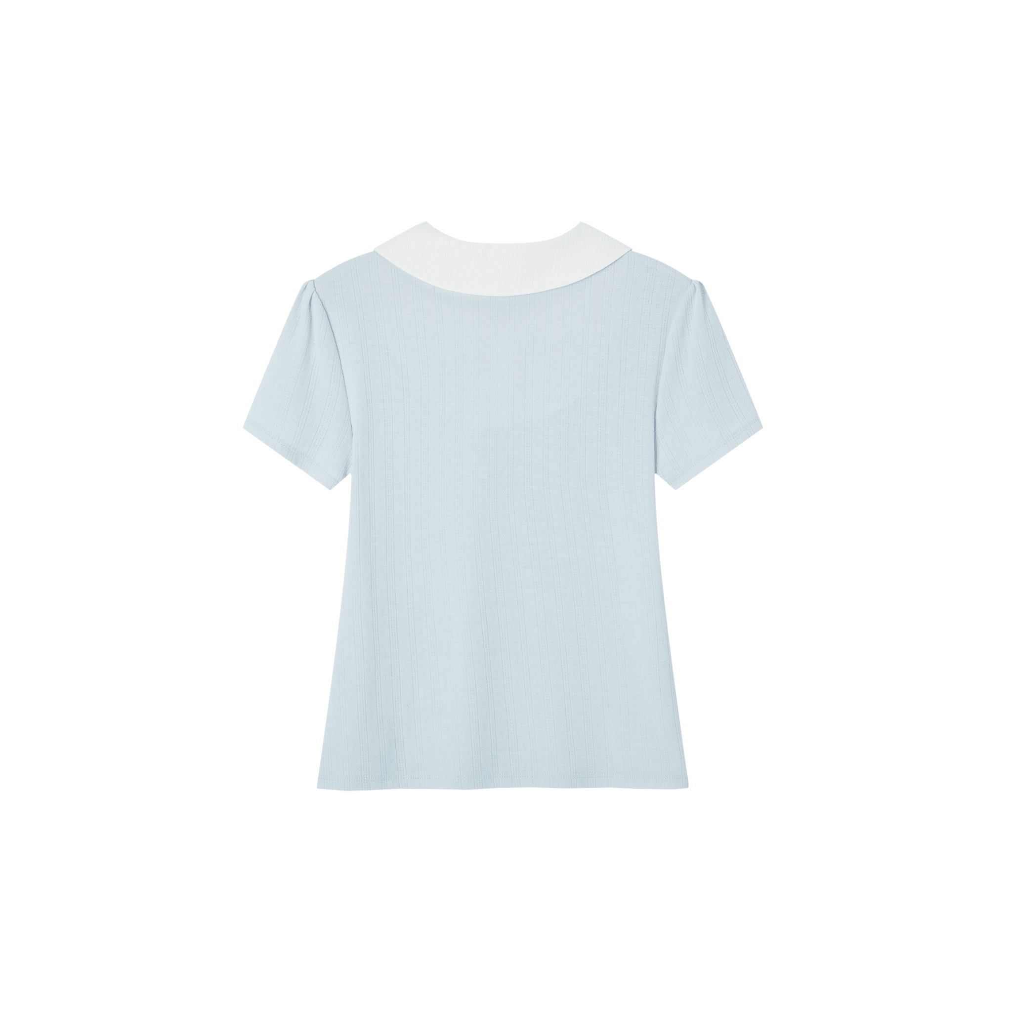 SOMESOWE Blue and White Faux Two-piece Peter Pan Collar Short-sleeved T-shirt | MADAX