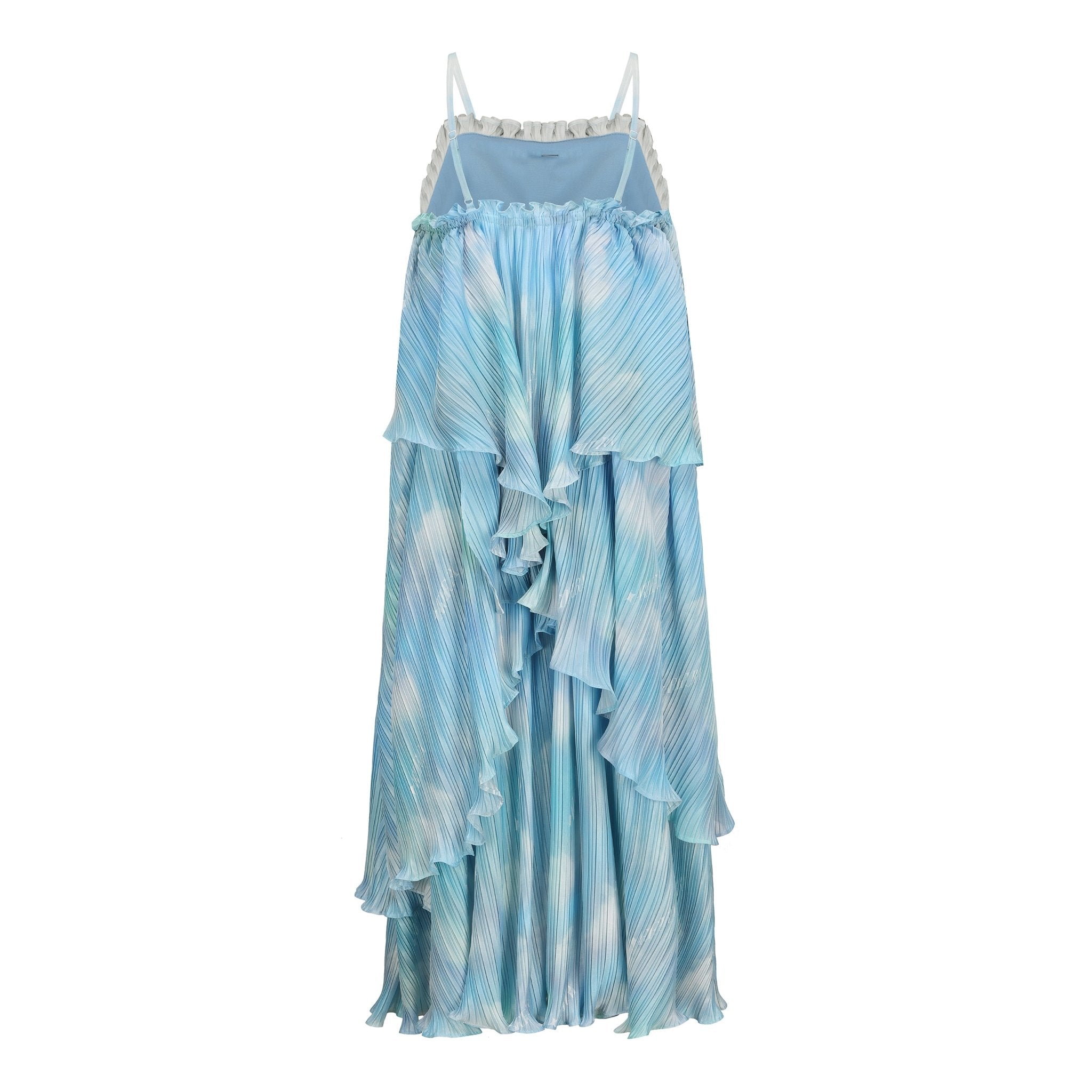 ARTE PURA Blue and White Gradient Print Halter Dress | MADA IN CHINA