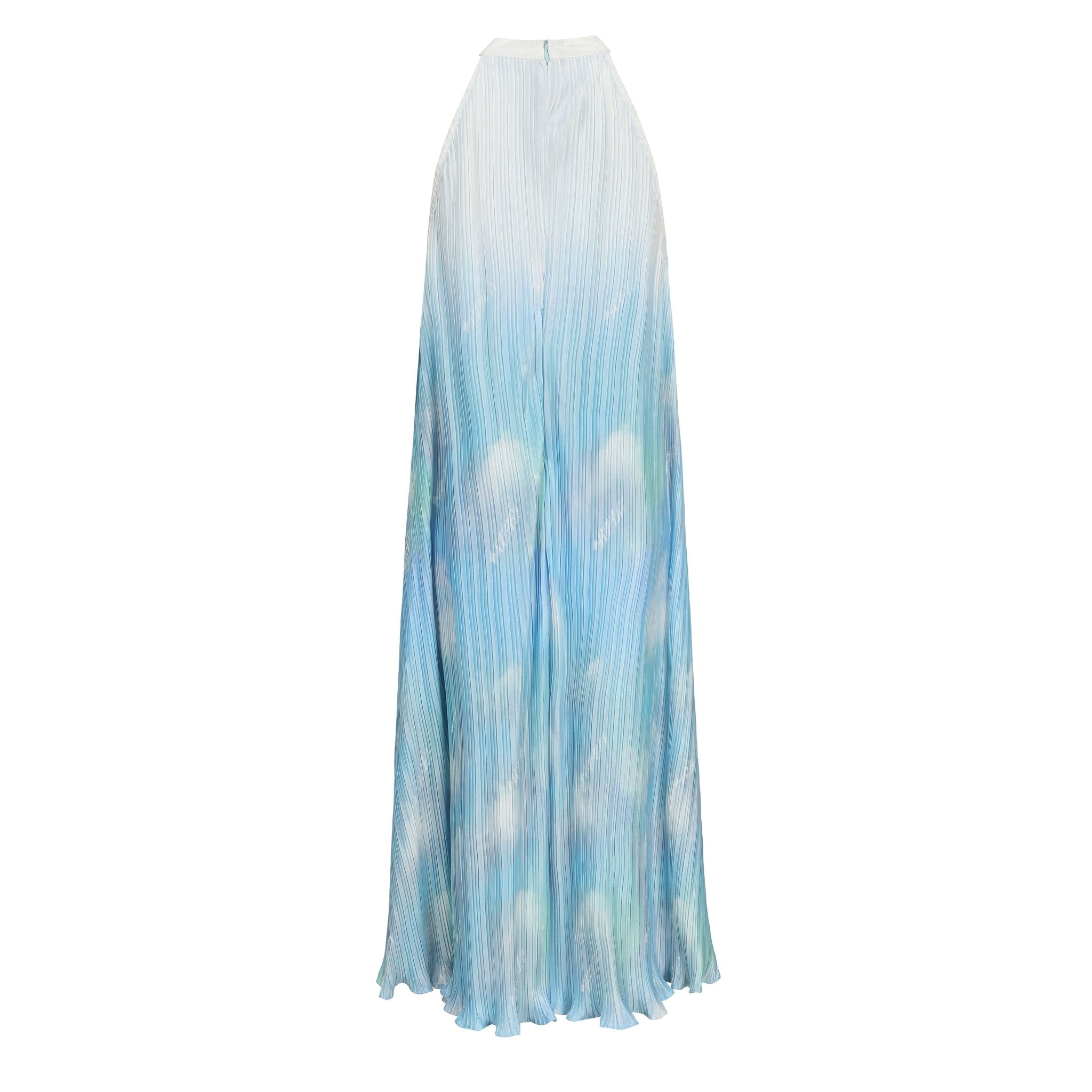 ARTE PURA Blue And White Printed Hanging Neck Dress | MADA IN CHINA