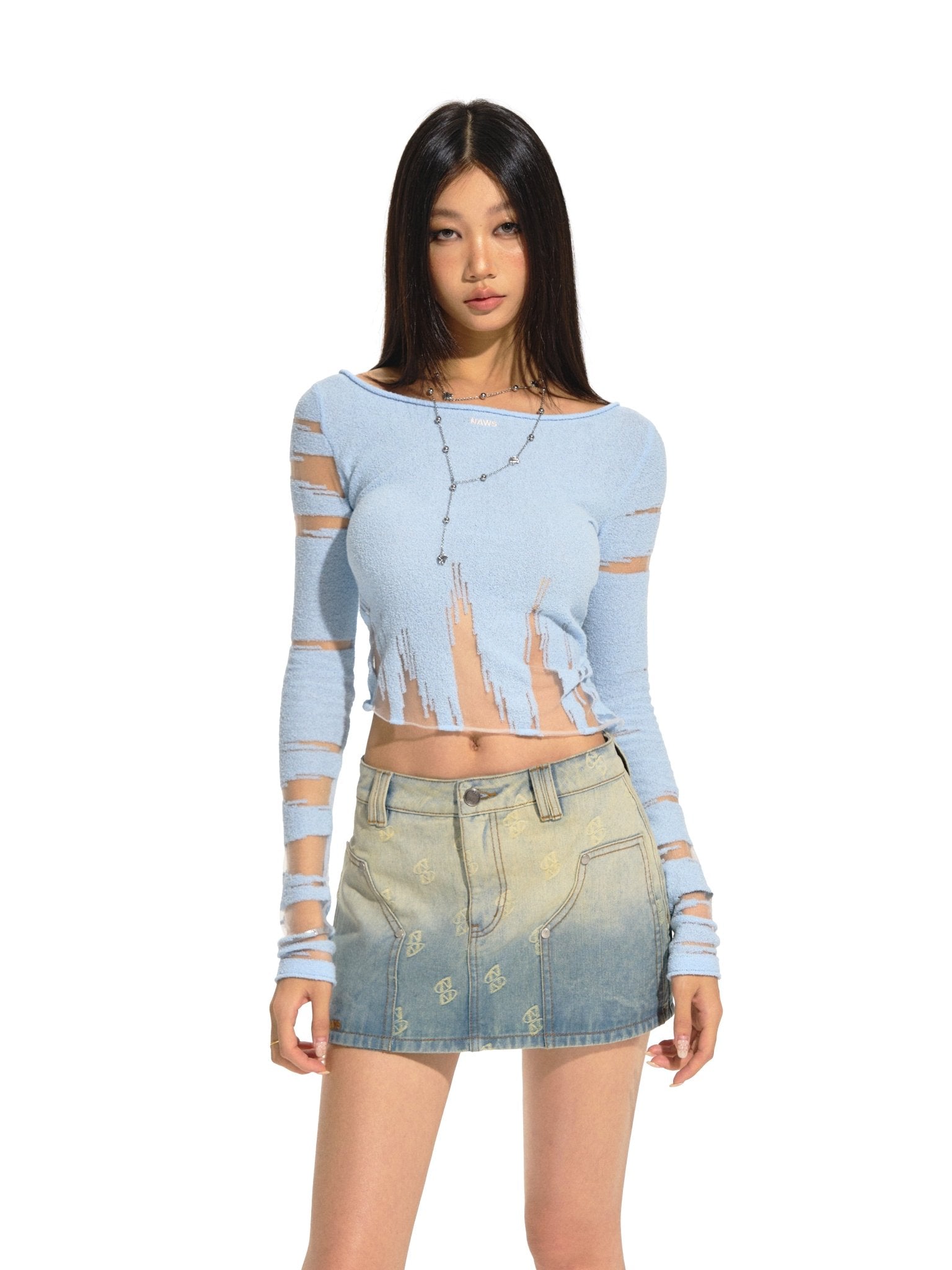 NAWS Blue Burnout Knitwear | MADAX