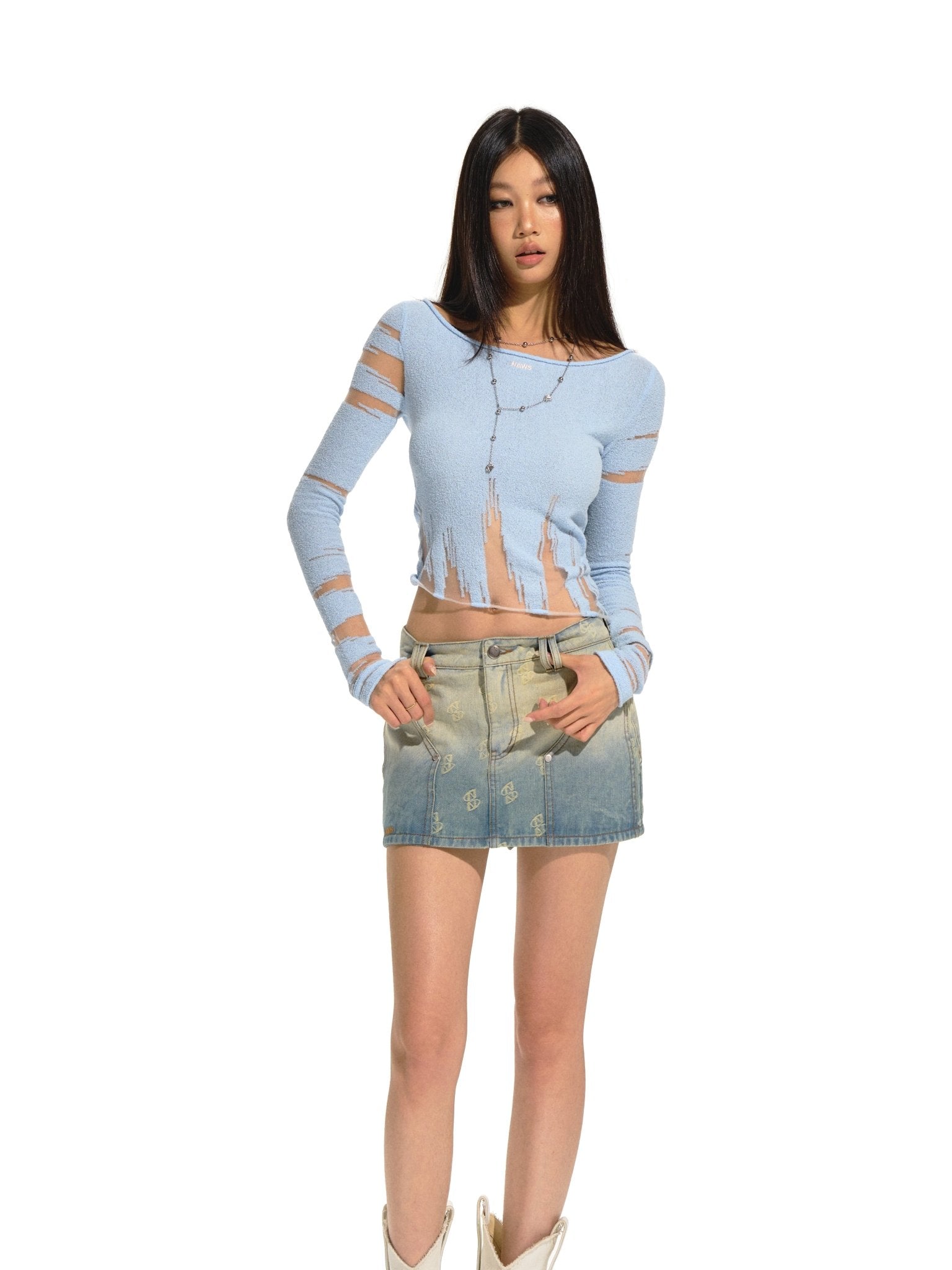 NAWS Blue Burnout Knitwear | MADAX