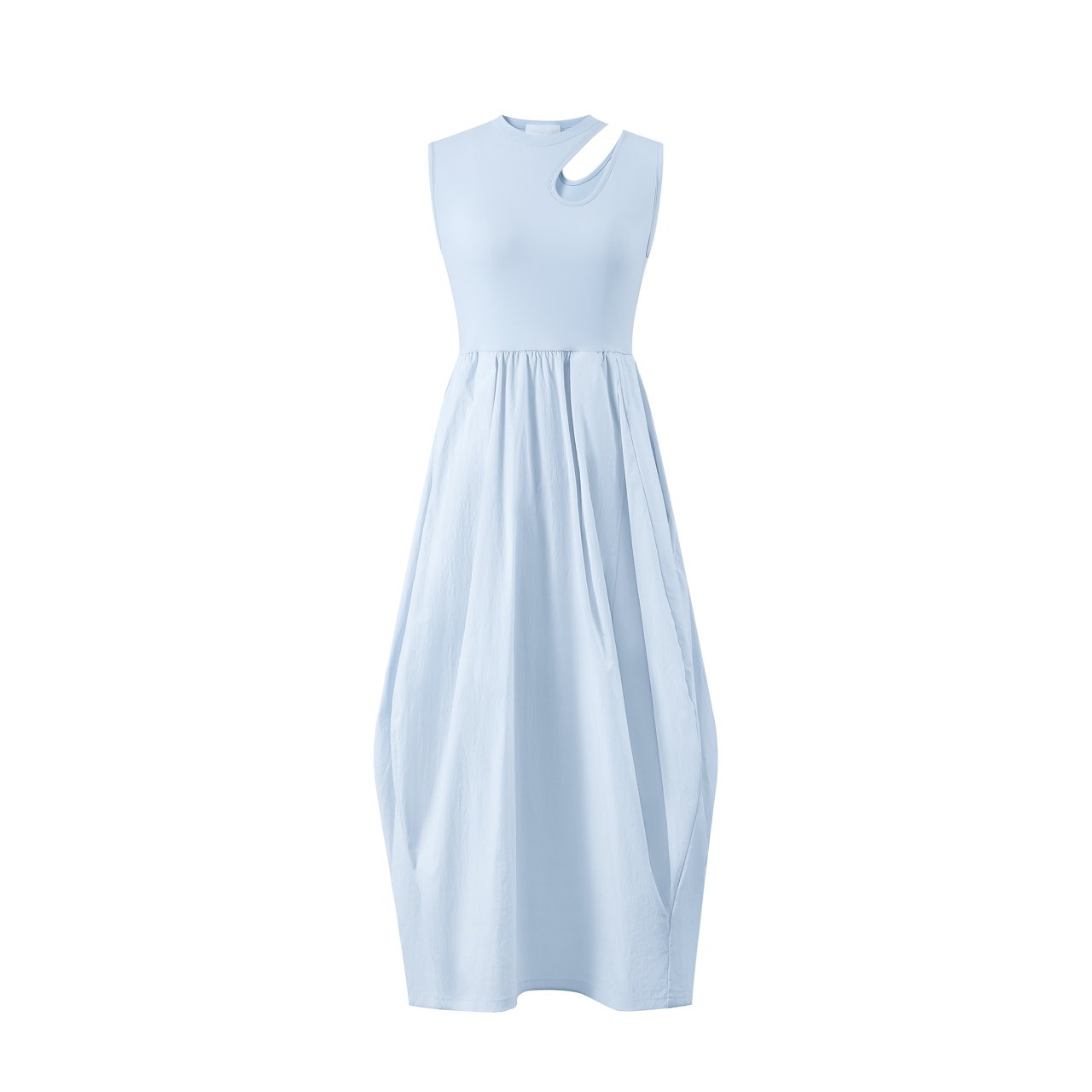 THREE QUARTERS Blue Cutout Sleeveless Dress | MADA IN CHINA